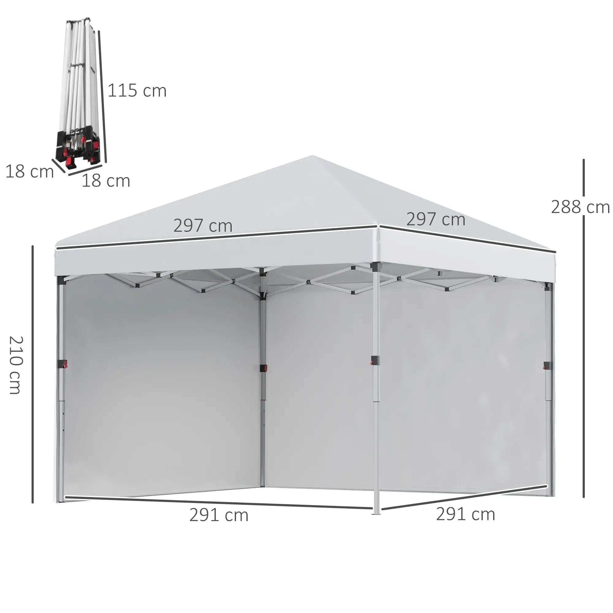 Outsunny Faltpavillon höhenverstellbar UV30+ mit Seitenwänden
