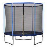 HOMCOM Trampolin mit Sicherheitsnetz Gartentrampolin für Innen- und Außenbereich Fitnesstrampolin für Kinder und Erwachsene Stahl Blau+Schwarz bis 113,6 kg Ø244 x 240H cm, 244cm x 244cm x 240cm