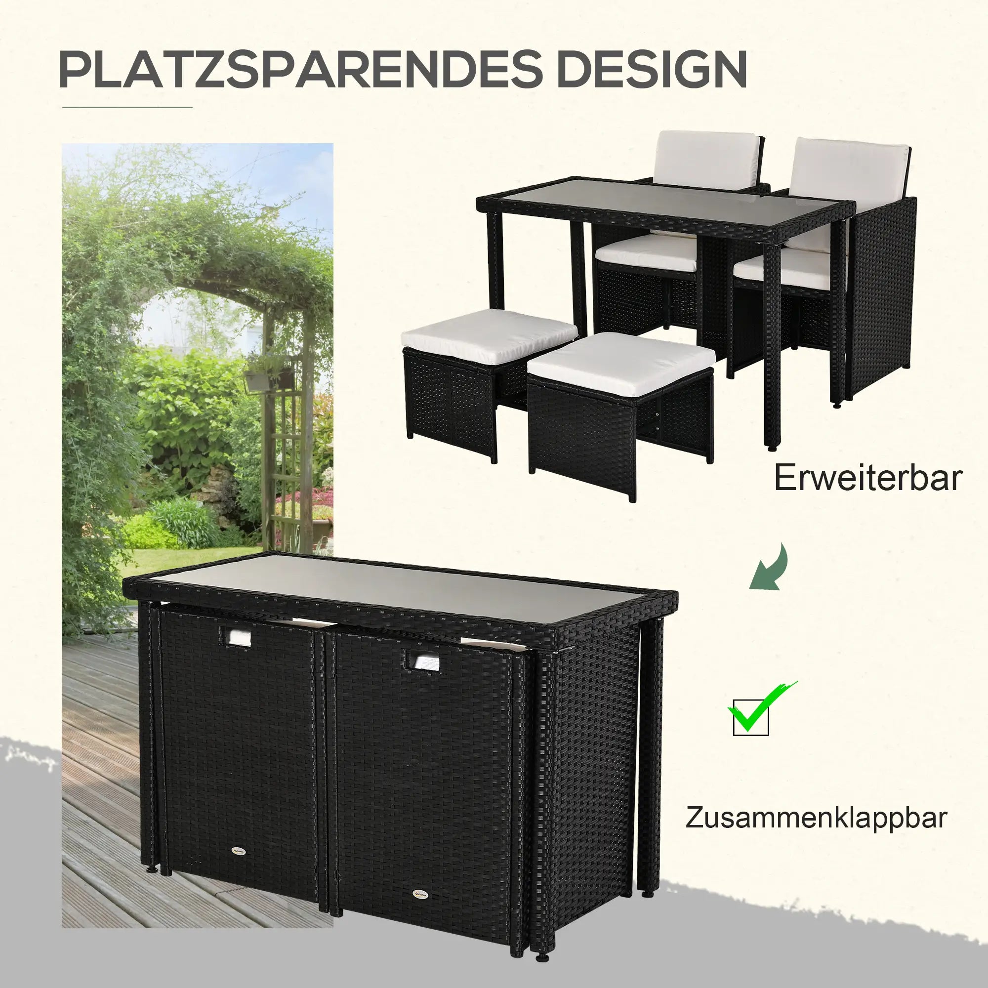 Outsunny Polyrattan Sitzgruppe 11-tlg. wetterfest handgeflochten