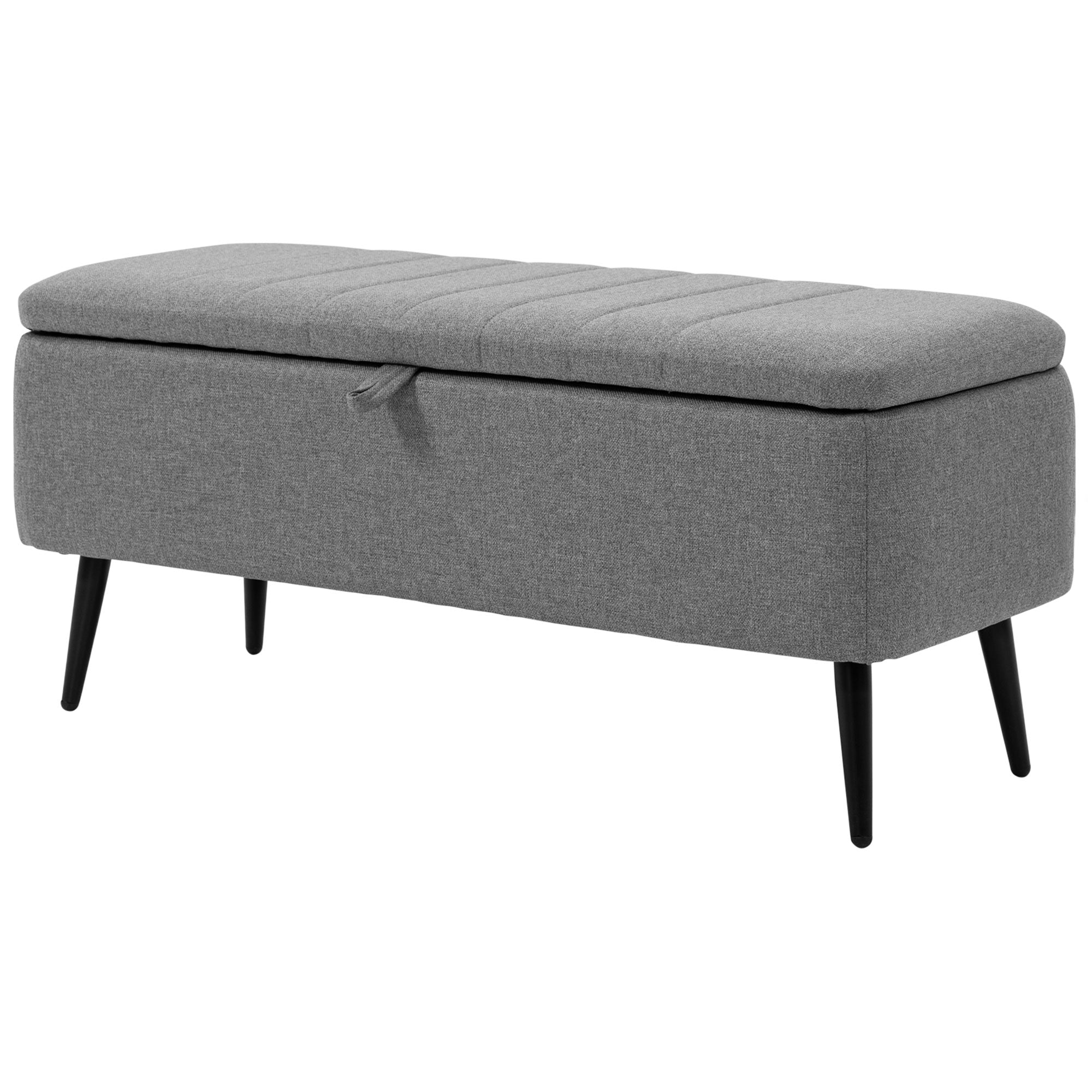 HOMCOM Sitzbank mit Stauraum Polsterbank mit Leinenoptik, Sitztruhe mit Stahlbeine 102 x 40 x 44 cm, Grau