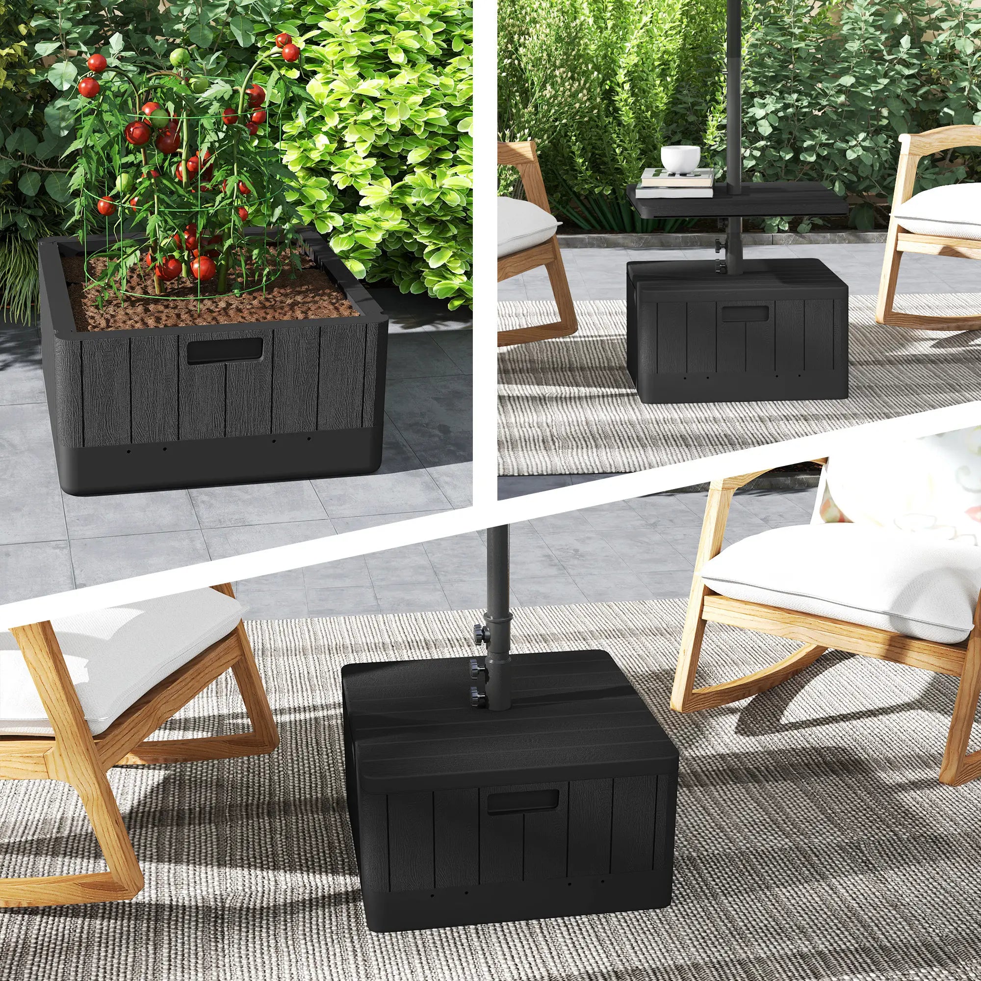 Outsunny 3-in-1 Schirmständer 80?kg Schwarz