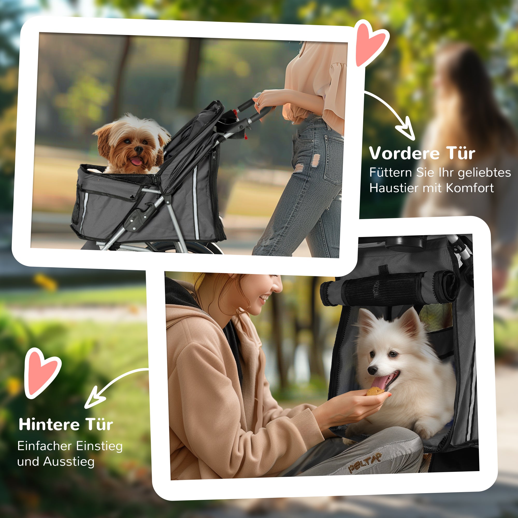 PawHut Hundewagen Hundebuggy klappbar für Hunde & Katzen bis 10 kg 75 x 45 x 97 cm Dunkelgrau