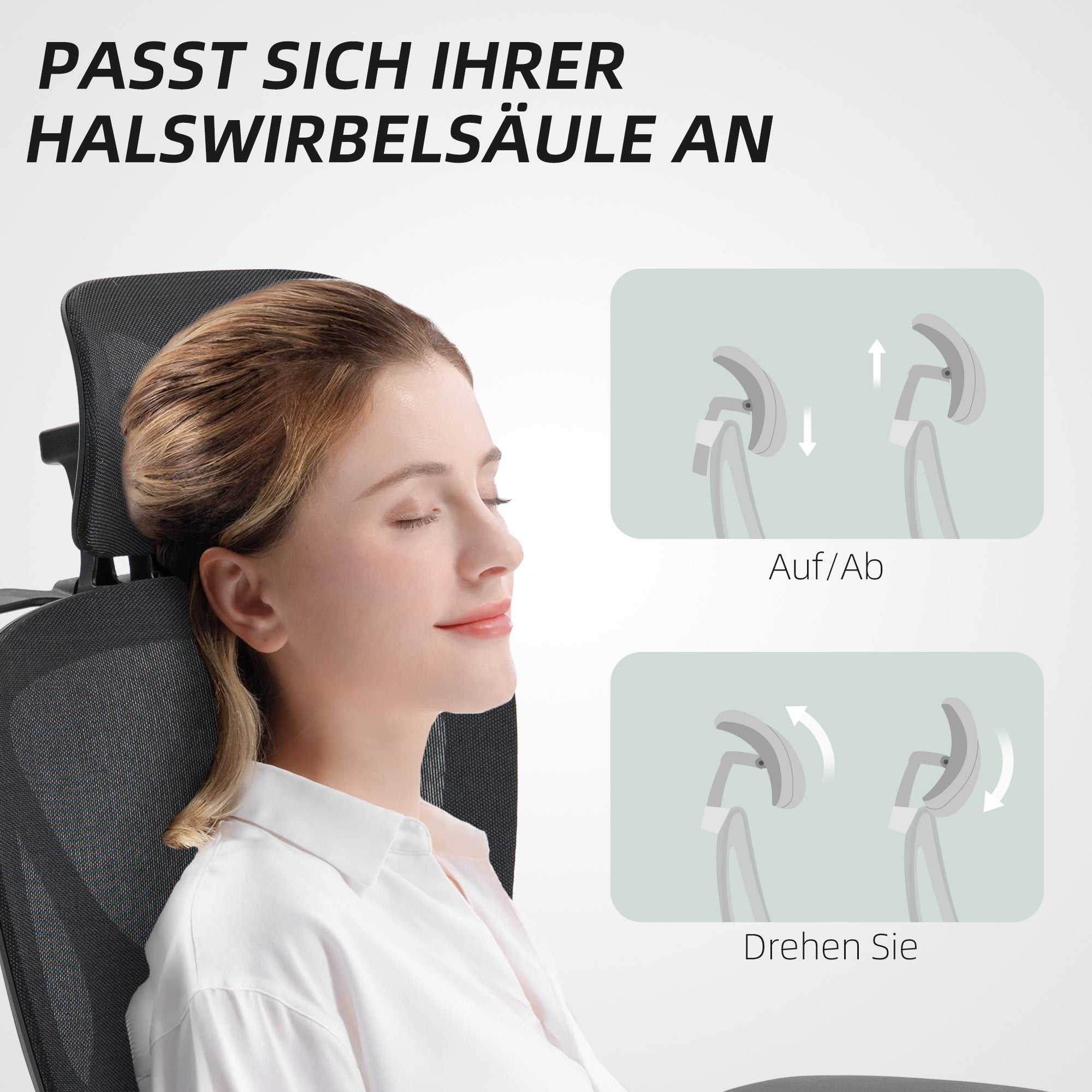 HOMCOM Bürostuhl, Ergonomischer Schreibtischstuhl, 135 Grad neigbar, verstellbar, Schwarz