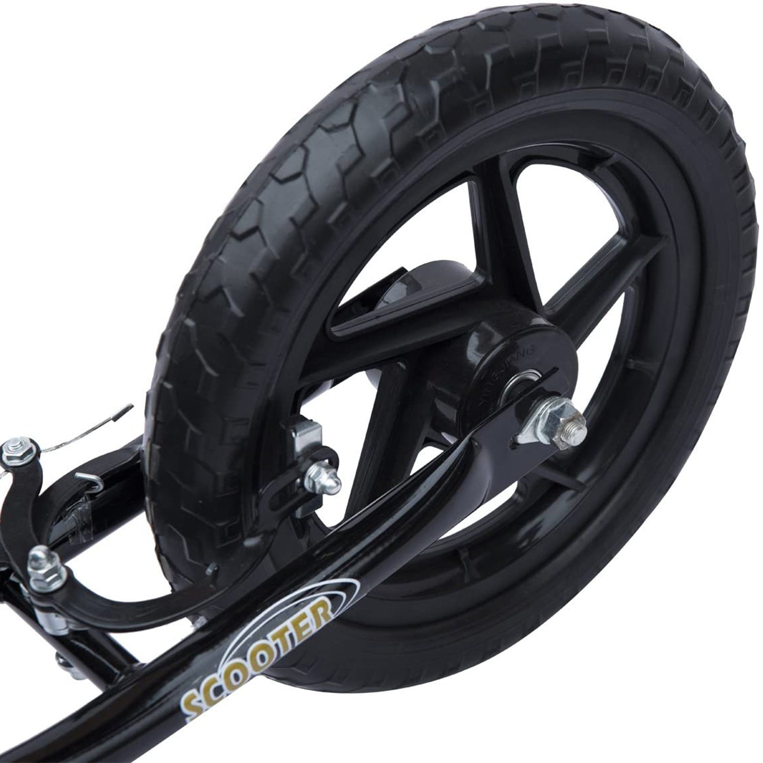 HOMCOM Kinderroller mit Hinterbremse Kickscooter 12 Zoll Tretroller Roller Scooter Cityroller für Kinder Kickboard Höhenverstellbar Stahl EVA Schwarz 120 x 52 x 80-88 cm