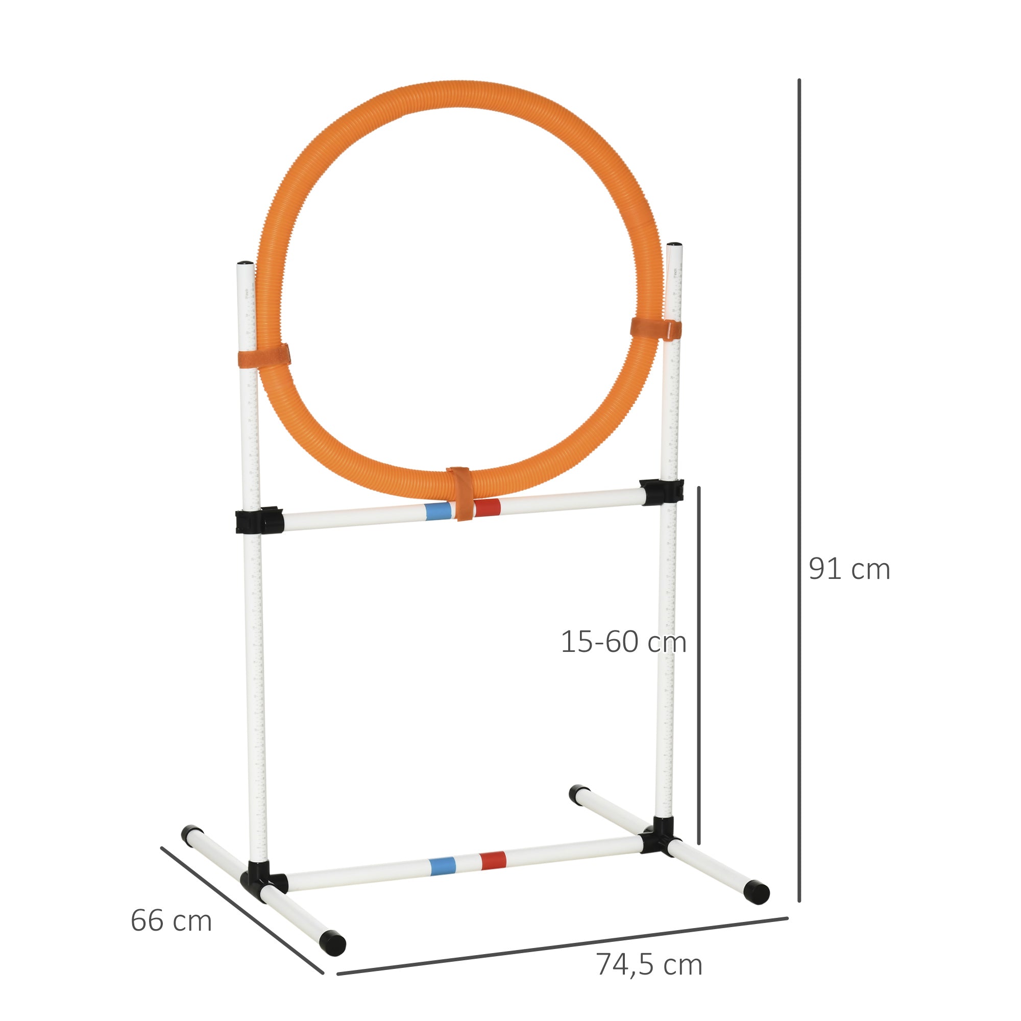 PawHut Hundetrainingsset Springring für Haustier-Agility-Training tragbar PE Weiß + Orange 74,5 x 66 x 91 cm