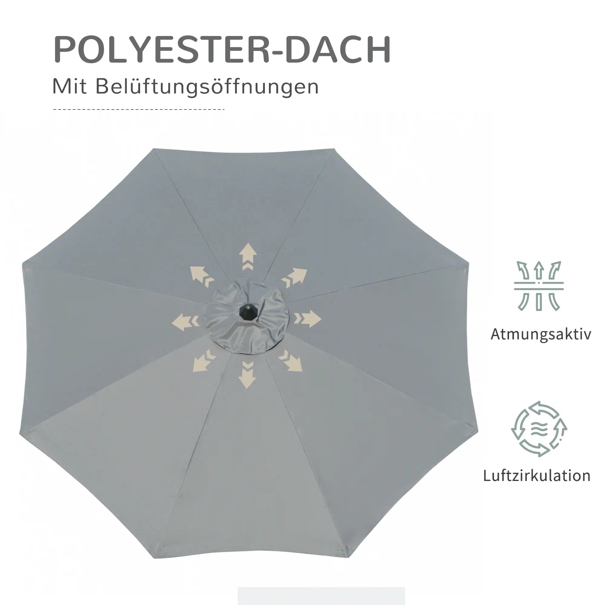 Outsunny Sonnenschirm 2,7?m Dunkelgrau mit Kurbel & UV-Schutz