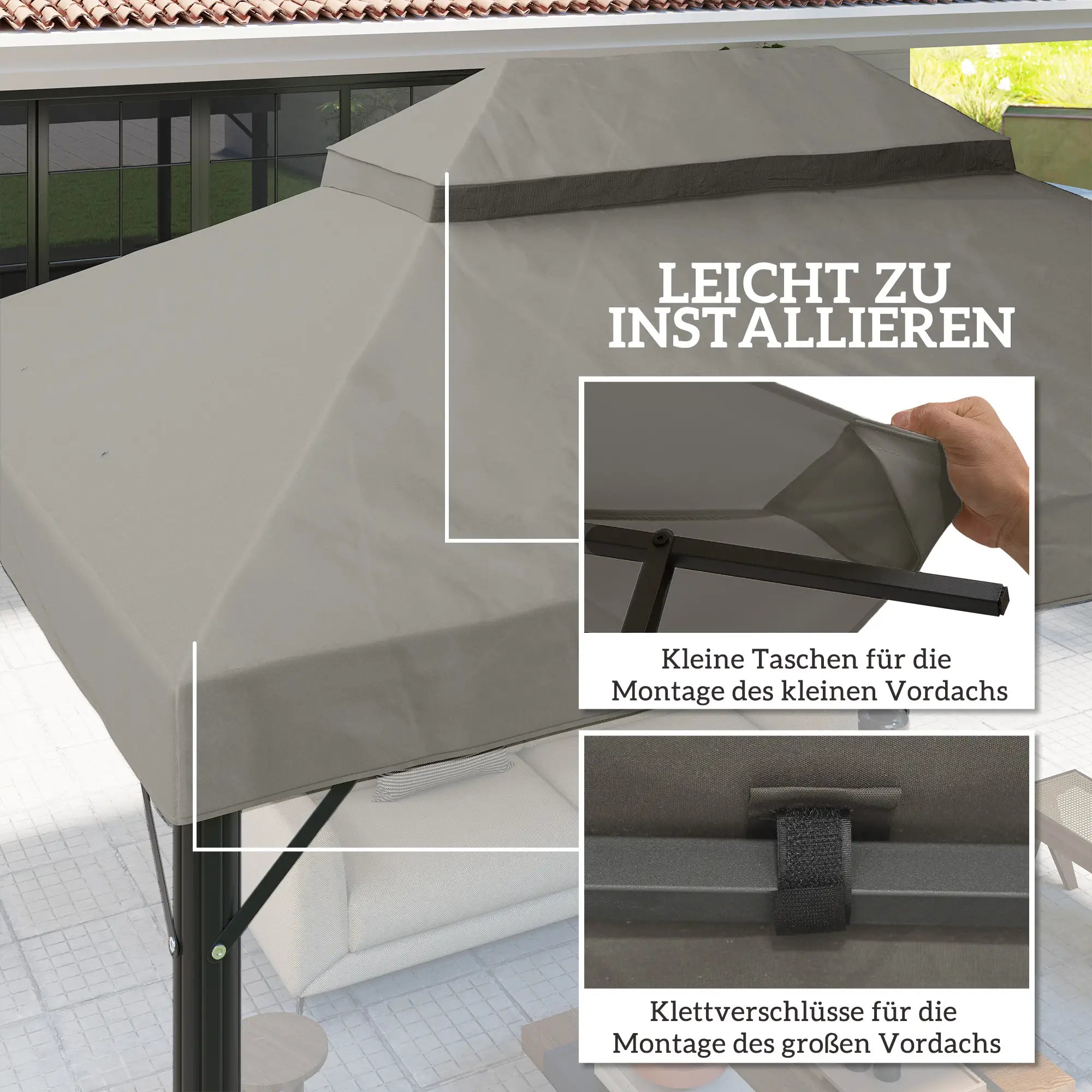Outsunny Ersatzdach 3×4?m wasserdicht mit Doppeldach