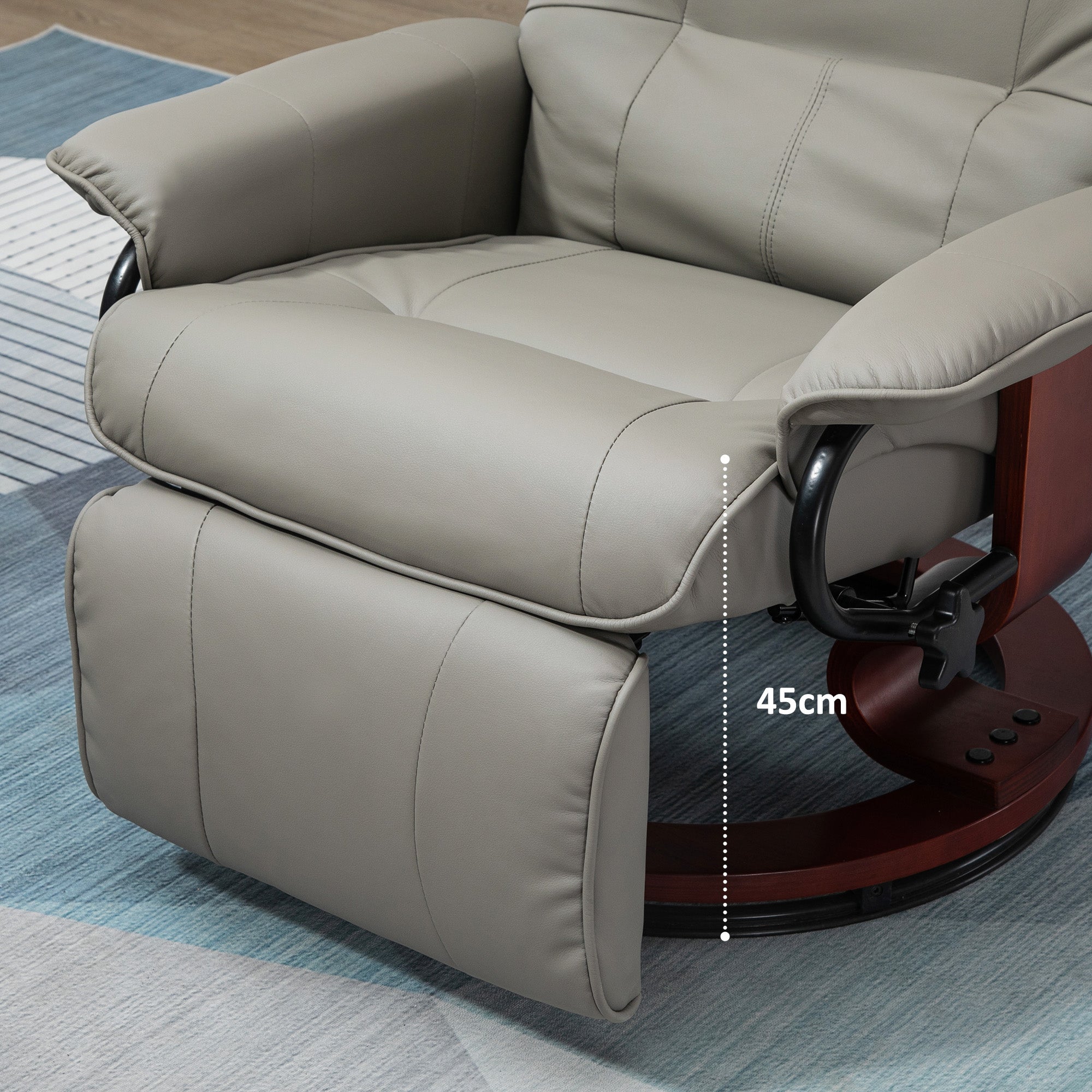 HOMCOM Relaxsessel Fernsehsessel Liegesessel Kunstleder 360° Drehstuhl 145° neigbar Grau 78 x 87 x 100 cm