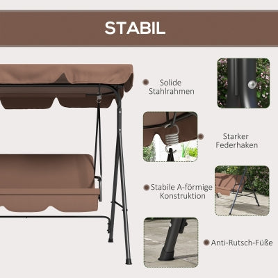 Outsunny 3-Sitzer Hollywoodschaukel mit verstellbarem Dach