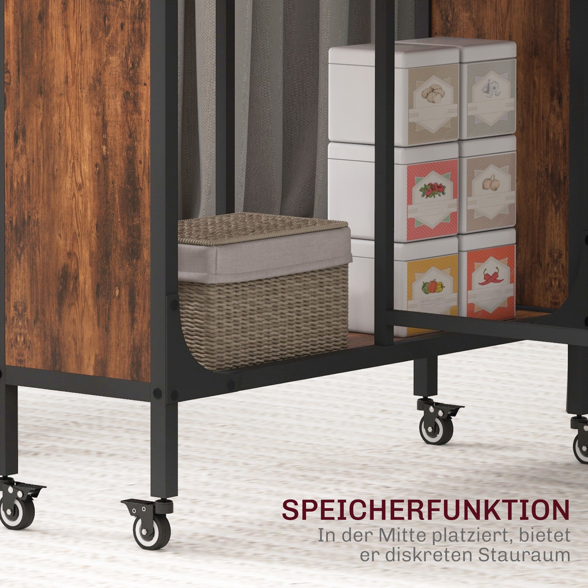 HOMCOM Klappbarer Esstisch, Mobiler Klapptisch für 6 Personen, mit Ablage, bis 50 kg belastbar, 130 x 80 x 74 cm, Rotbraun