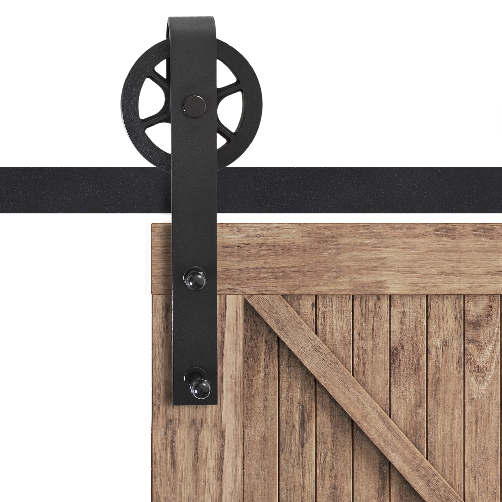 HOMCOM Gleitschienen-Bausatz für Schiebetür, rustikales Design, Karbonstahl, 200x4x0,6 cm, bis 90 kg, Schwarz
