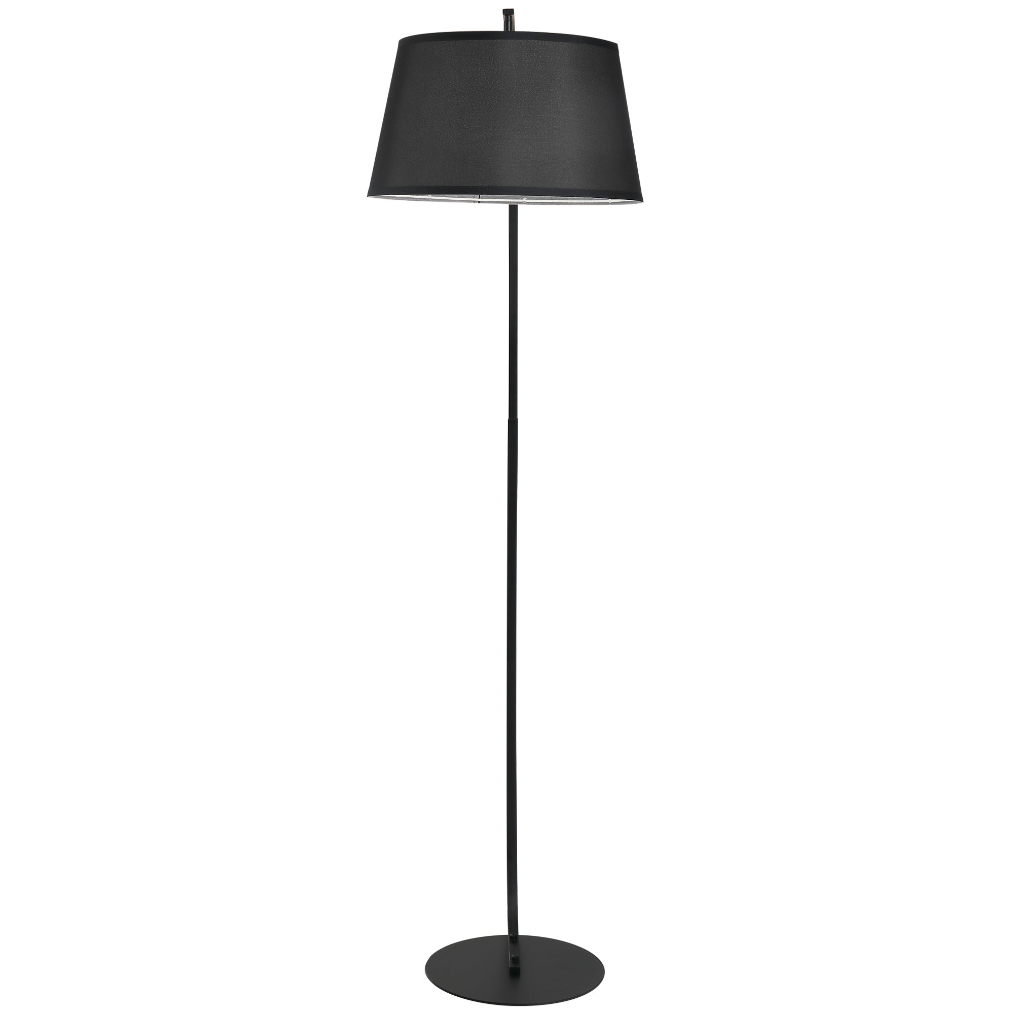 HOMCOM Stehlampe, Gebogene Stehleuchte mit Stoffschirm, Bodenlampe mit runder Basis, Metall, 105L x 47B x 190H cm, Schwarz