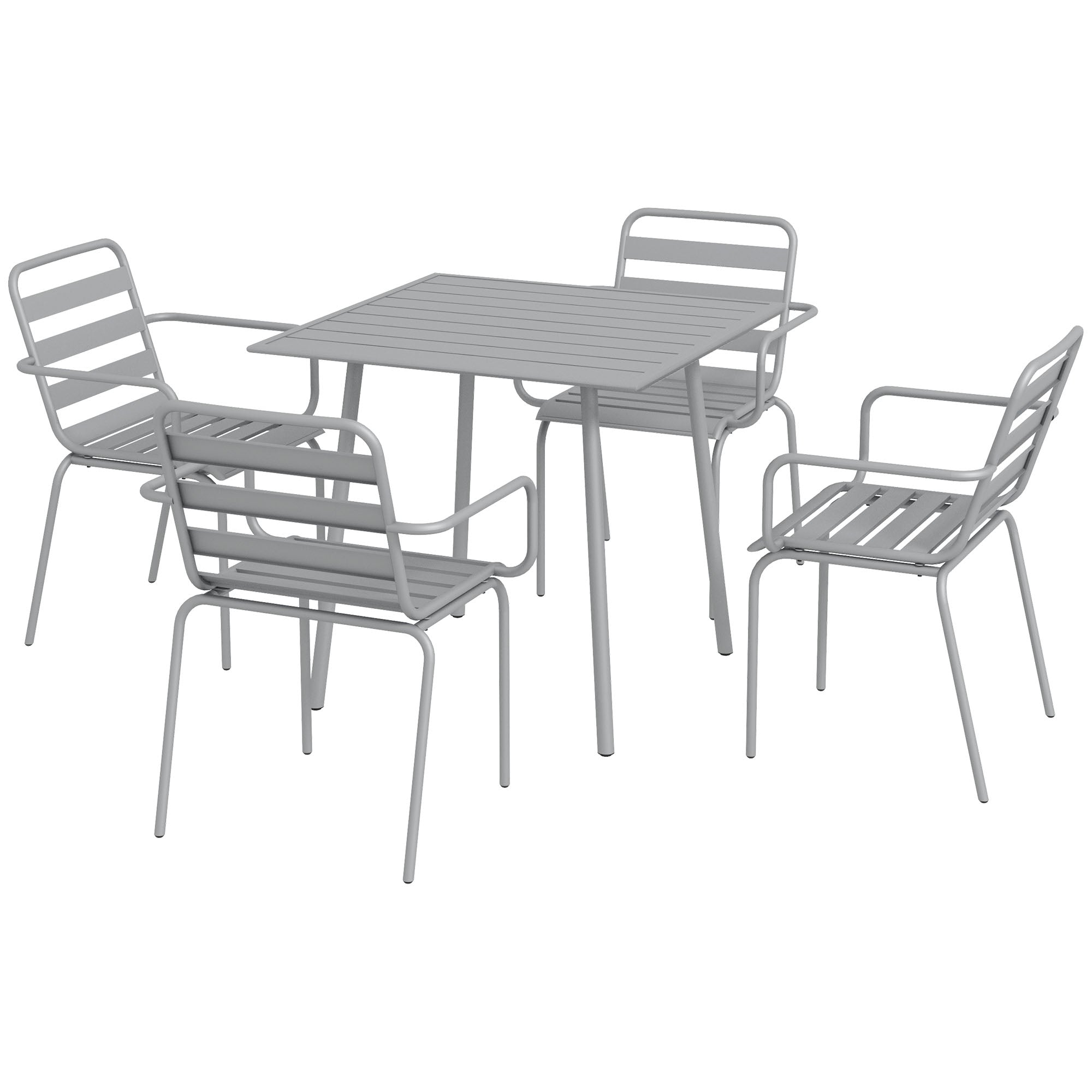 Outsunny 5-teilige Gartensitzgruppe Outdoor Sitzgruppe Gartenmöbel-Set, wetterbeständig, modernes Design, 80 x 80 x 74 cm, Grau
