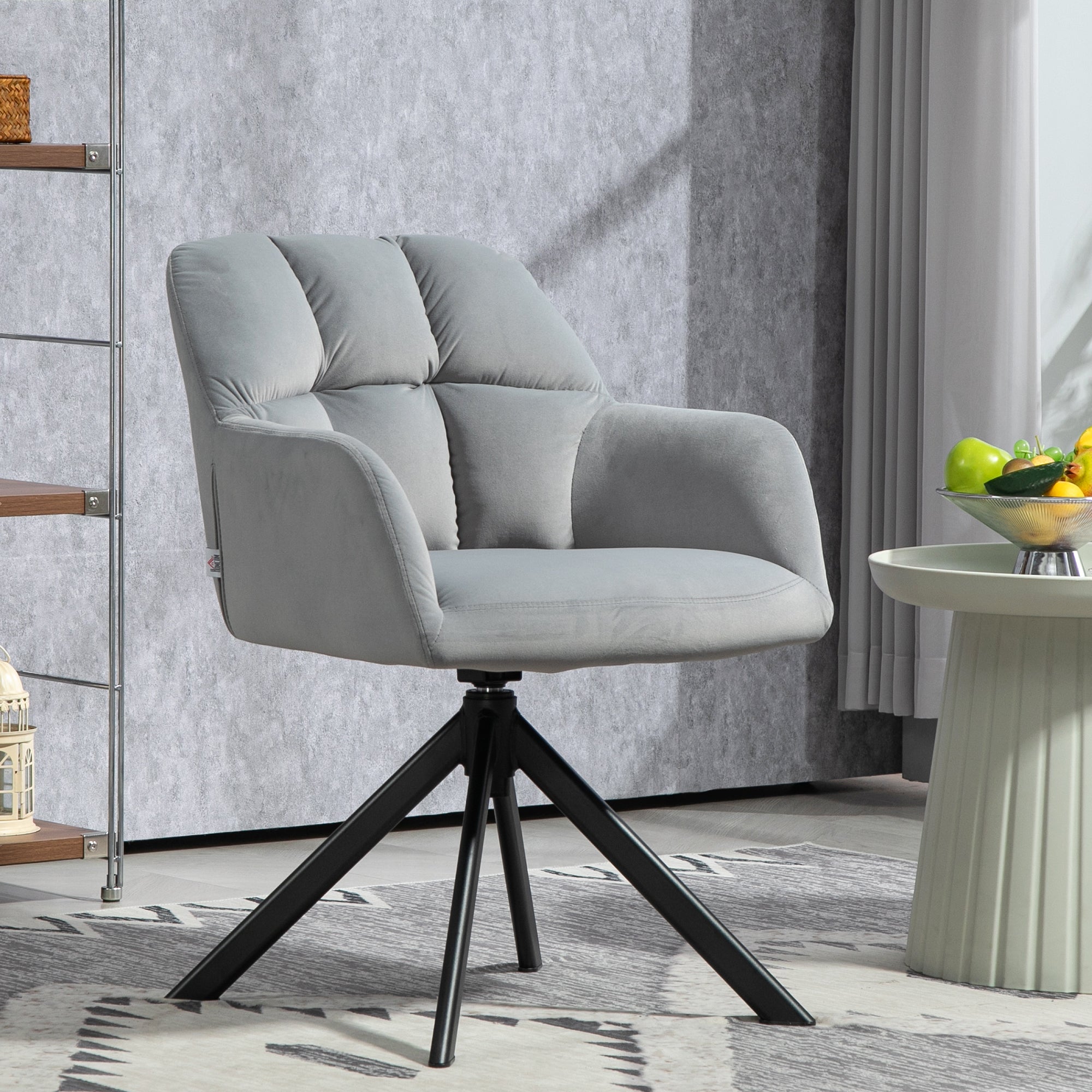 HOMCOM Drehsessel Loungesessel 360° drehbar samtweich grau