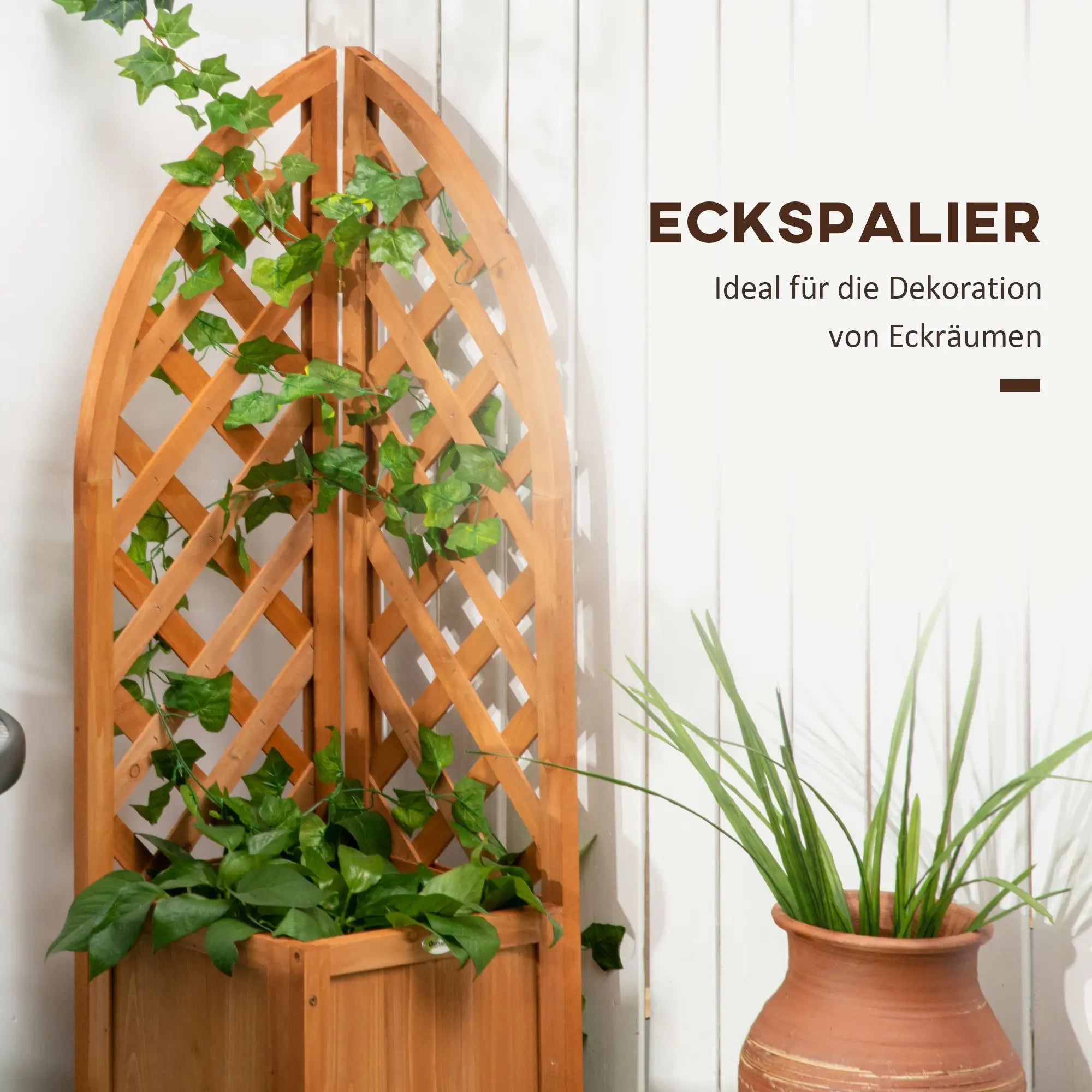 Outsunny Pflanzkasten mit Eckspalier Drainageöffnung Rankhilfe
