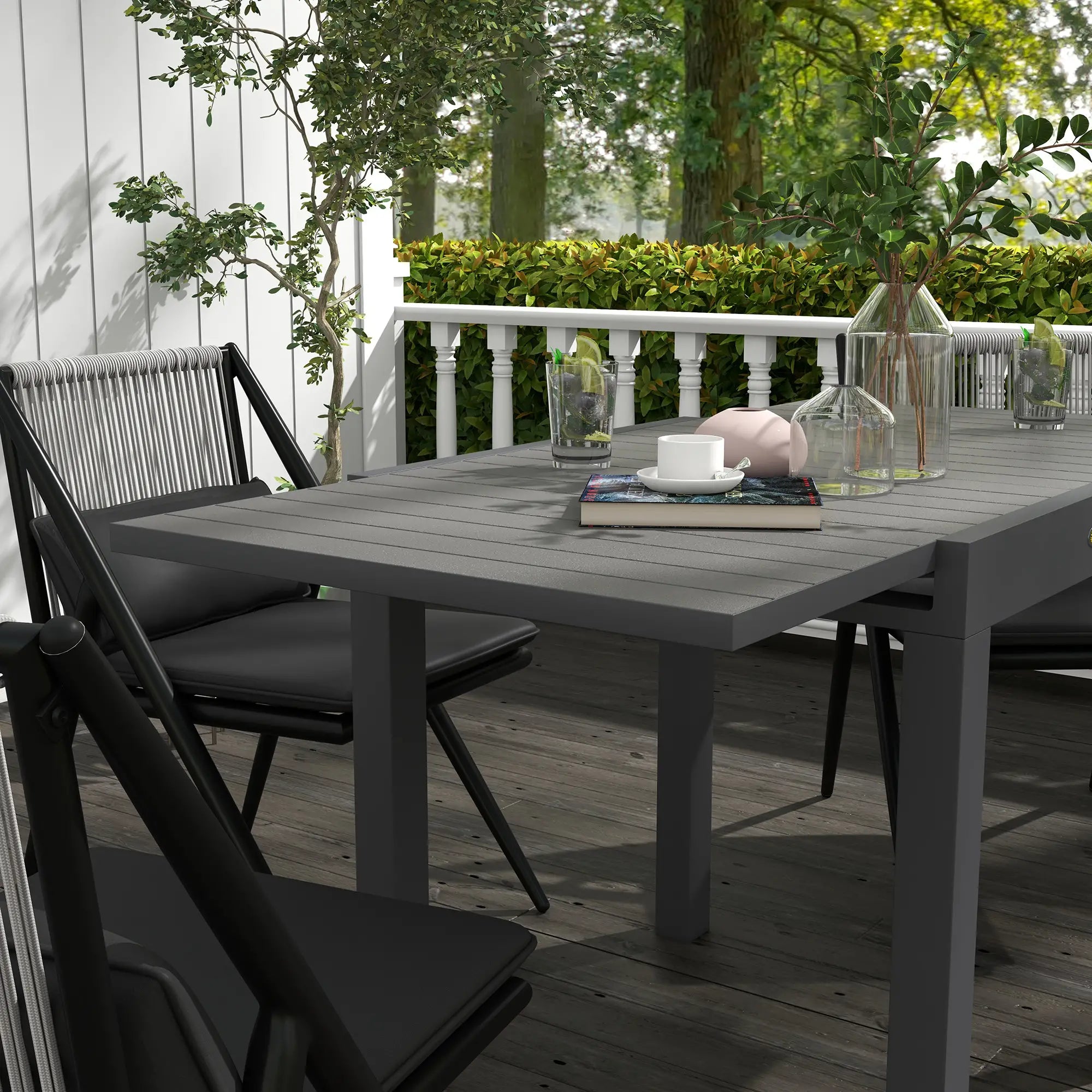 Outsunny Gartentisch 81/162×80?cm Grau