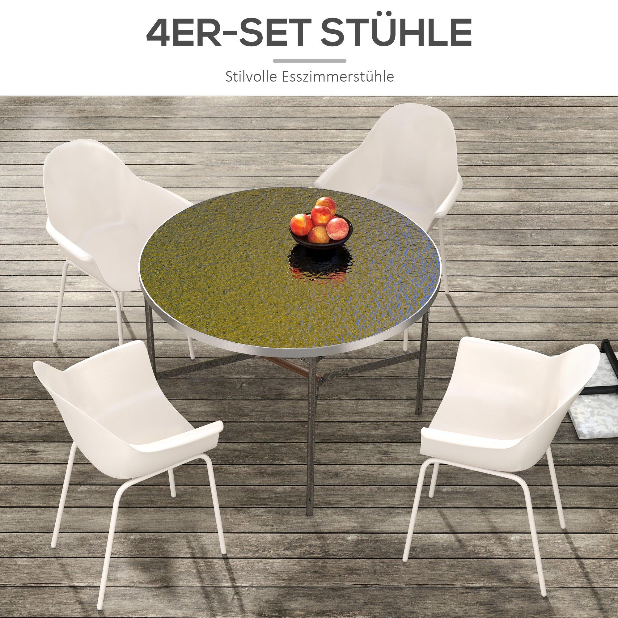 Outsunny 4er-Set Gartenstühle Outdoorstühle Gartenstuhl, Moderns Design, 59 cm x 55 cm x 84 cm, Grau