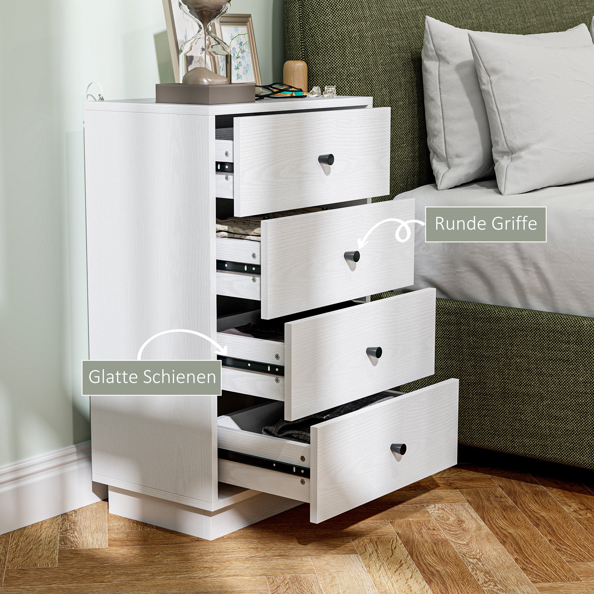 HOMCOM Kommode Sideboard mit 7 Schubladen Schrank aus Holzwerkstoff im Modern Stil 47 x 29 x 75 cm Weiß