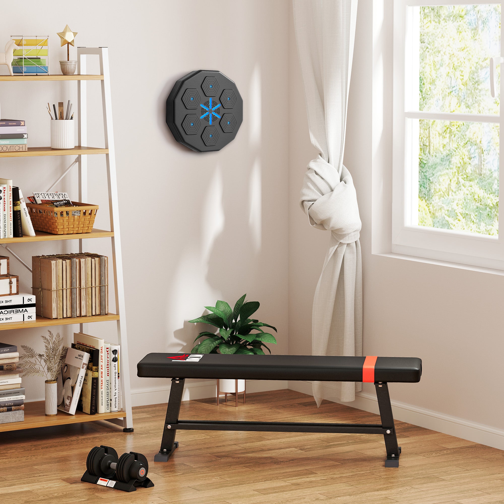SPORTNOW Boxtrainer mit Musikfunktion, Bluetooth, leuchtende Punkte, Wandaufhängung, Kunstleder, Schwarz