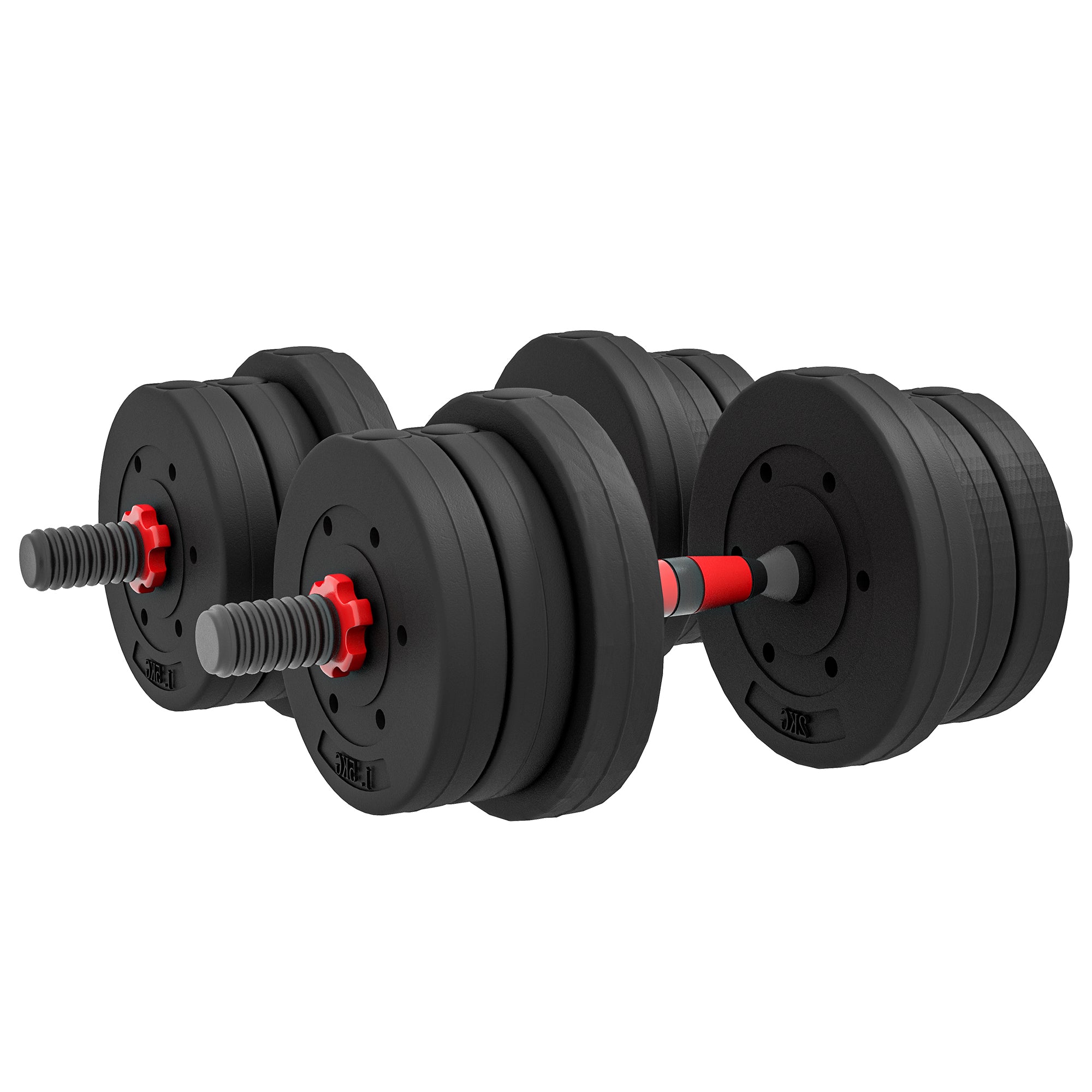HOMCOM 2 in 1 Hanteln Set 20 kg verstellbare Kurzhantel & Langhantel professionell Dumbbell Krafttraining Schwarz