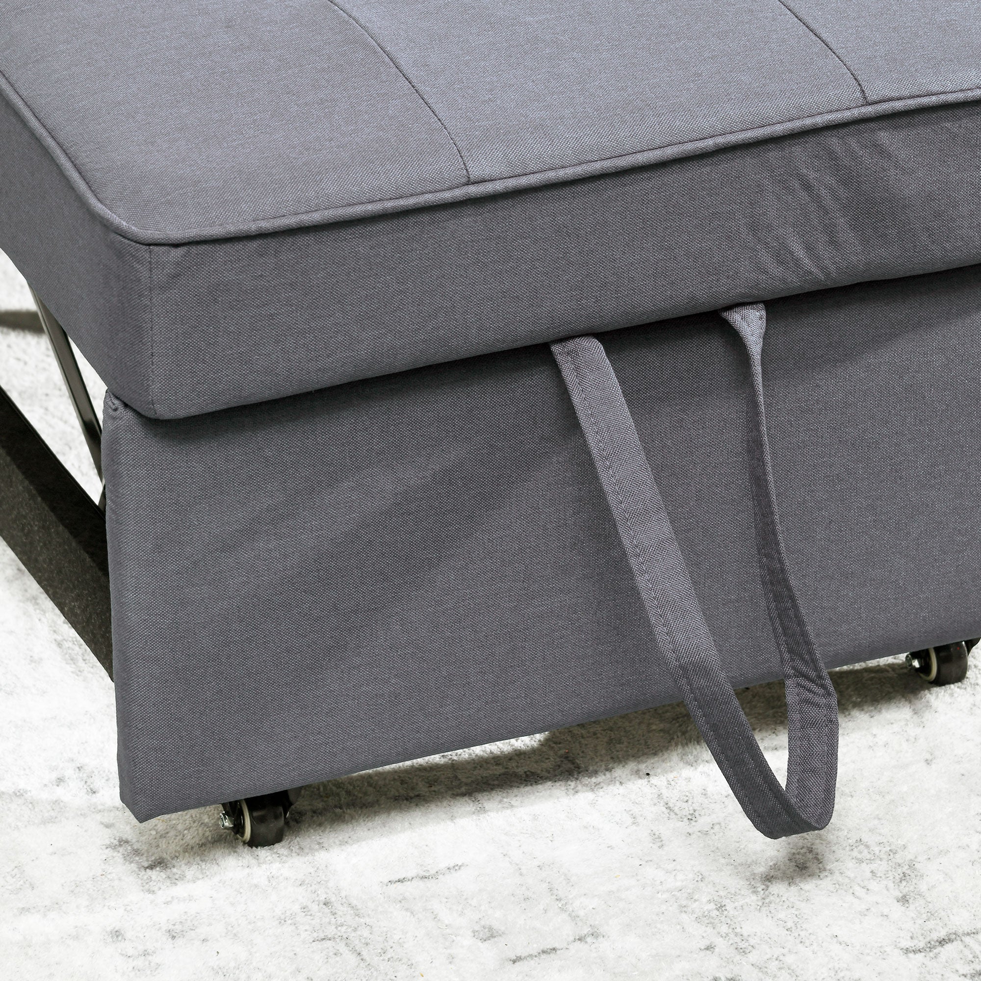 HOMCOM Schlafsessel, 2-Sitzer-Sessel mit Bettfunktion, klappbarer Polstersessel mit 2 Kissen, Bezug in Leinenoptik, Dunkelgrau