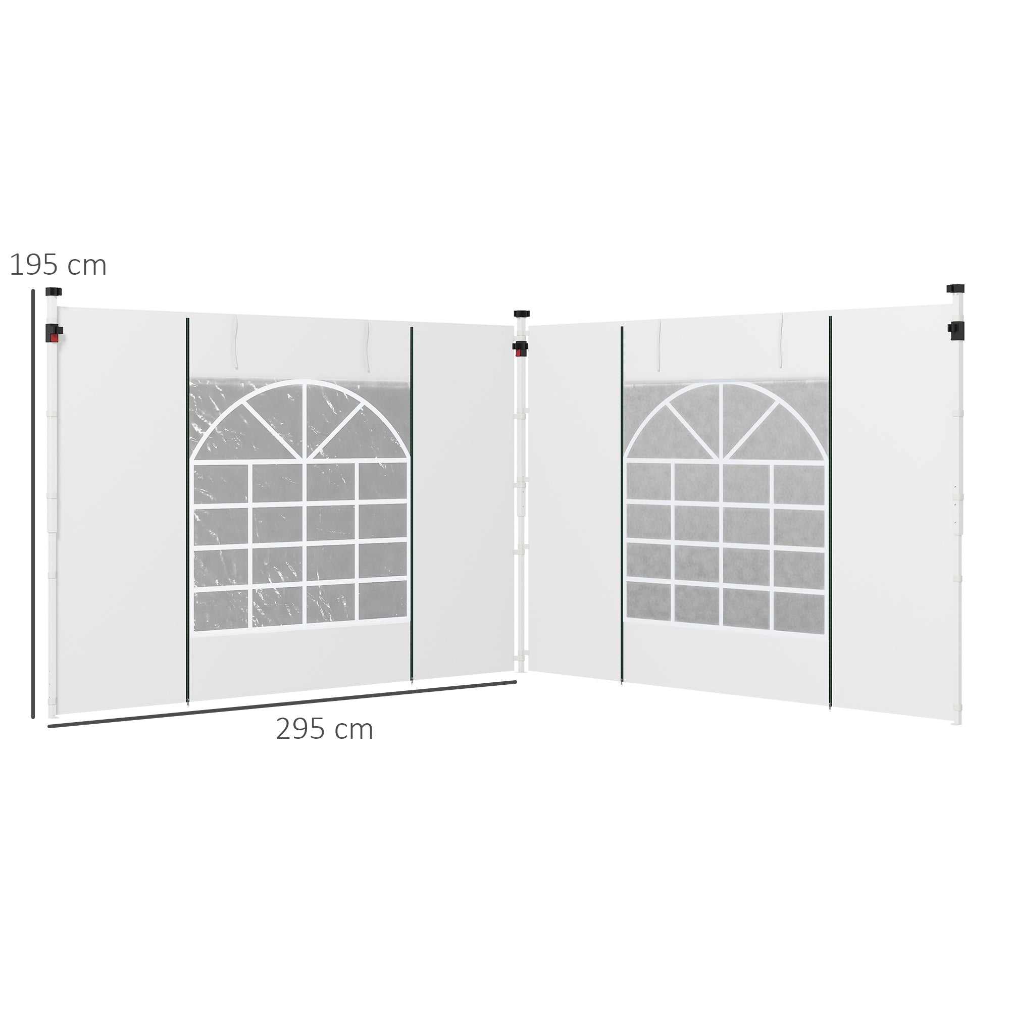Outsunny Pavillon-Vorhänge, 2er-Set, für 3x6m oder 3x3m Gartenpavillons, mit Fenstern und Türen, Weiß