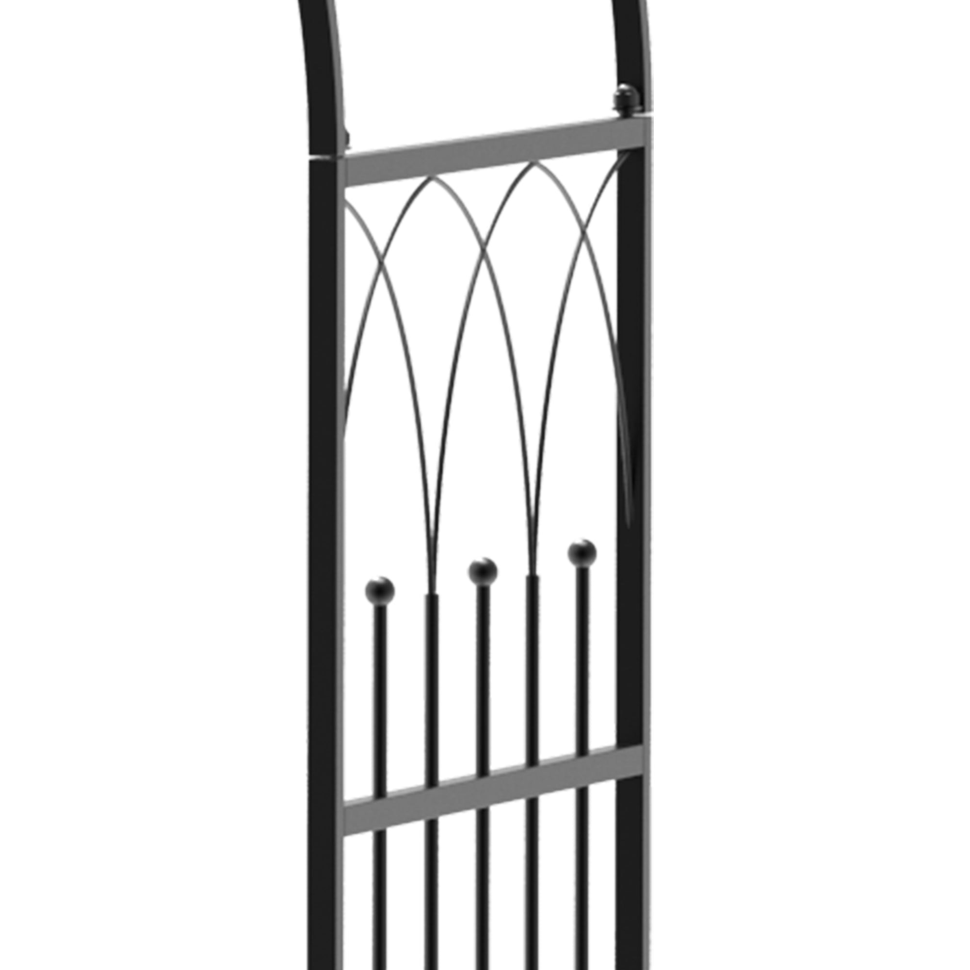 Outsunny Rosenbogen mit Bank Rosenbank Laubenbank Philosophenbank Rankgitter Rankhilfe Gartenbank Metall Schwarz 115 x 59 x 203 cm