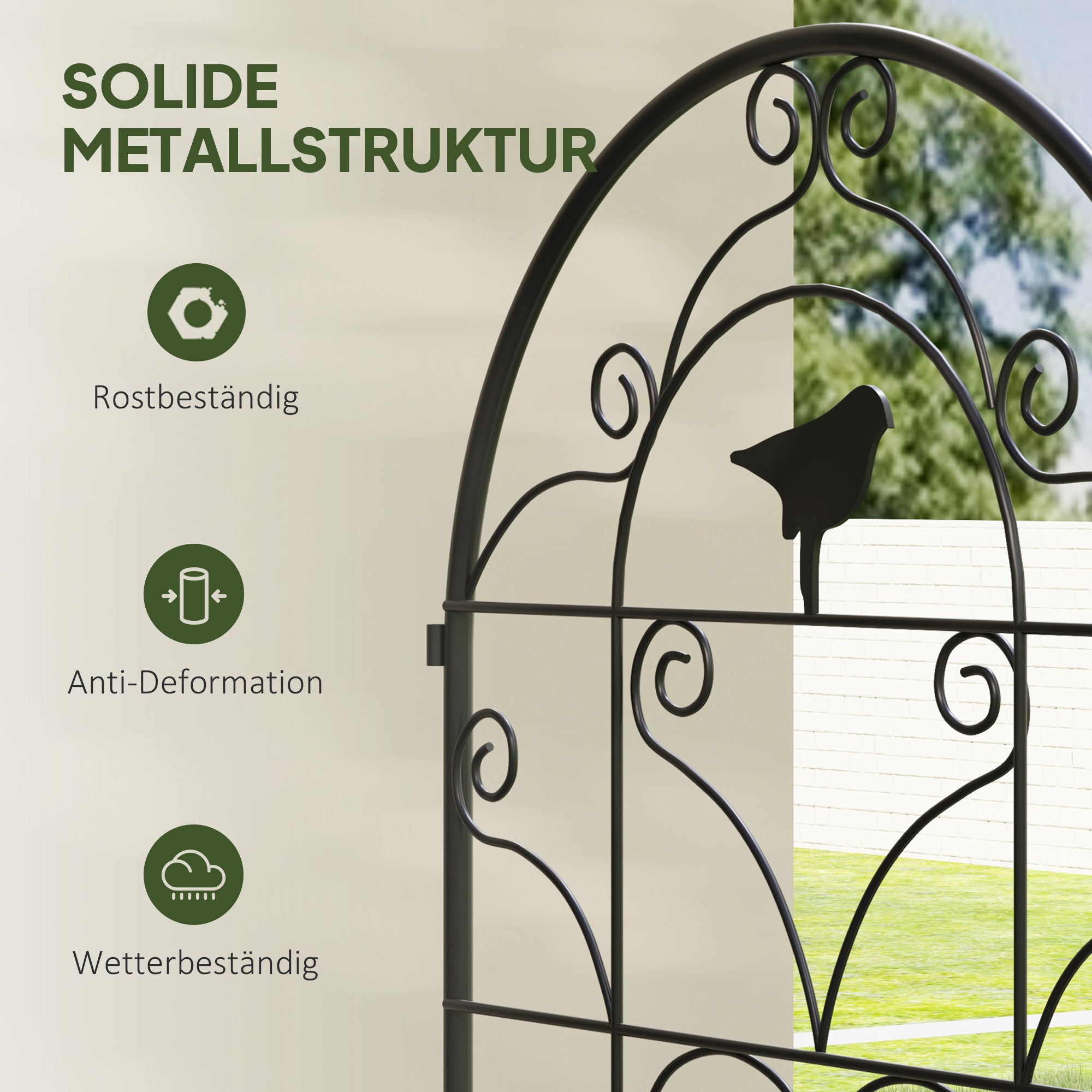 Outsunny Rankgitter Metall 2er Set zum Stecken rostfrei Rankhilfe mit Vogeldesign für Kletterpflanzen 50x120 cm Schwarz