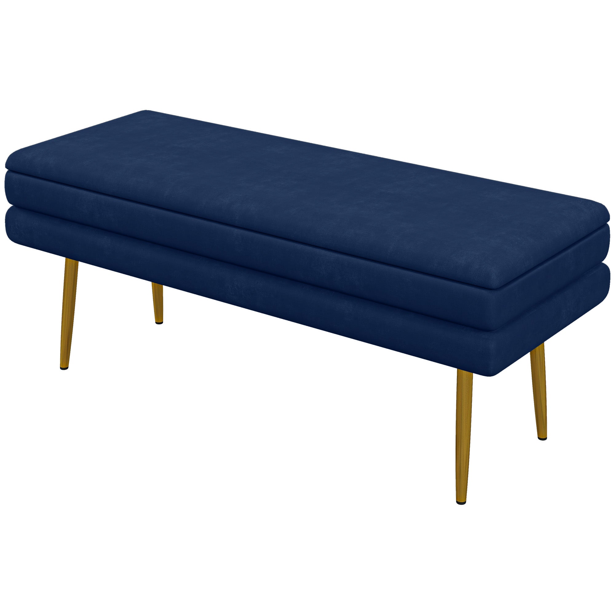 HOMCOM Sitzbank Polsterbank, mit Stauraum, Stahl, 100 cm x 37,5 cm x 42 cm, Blau