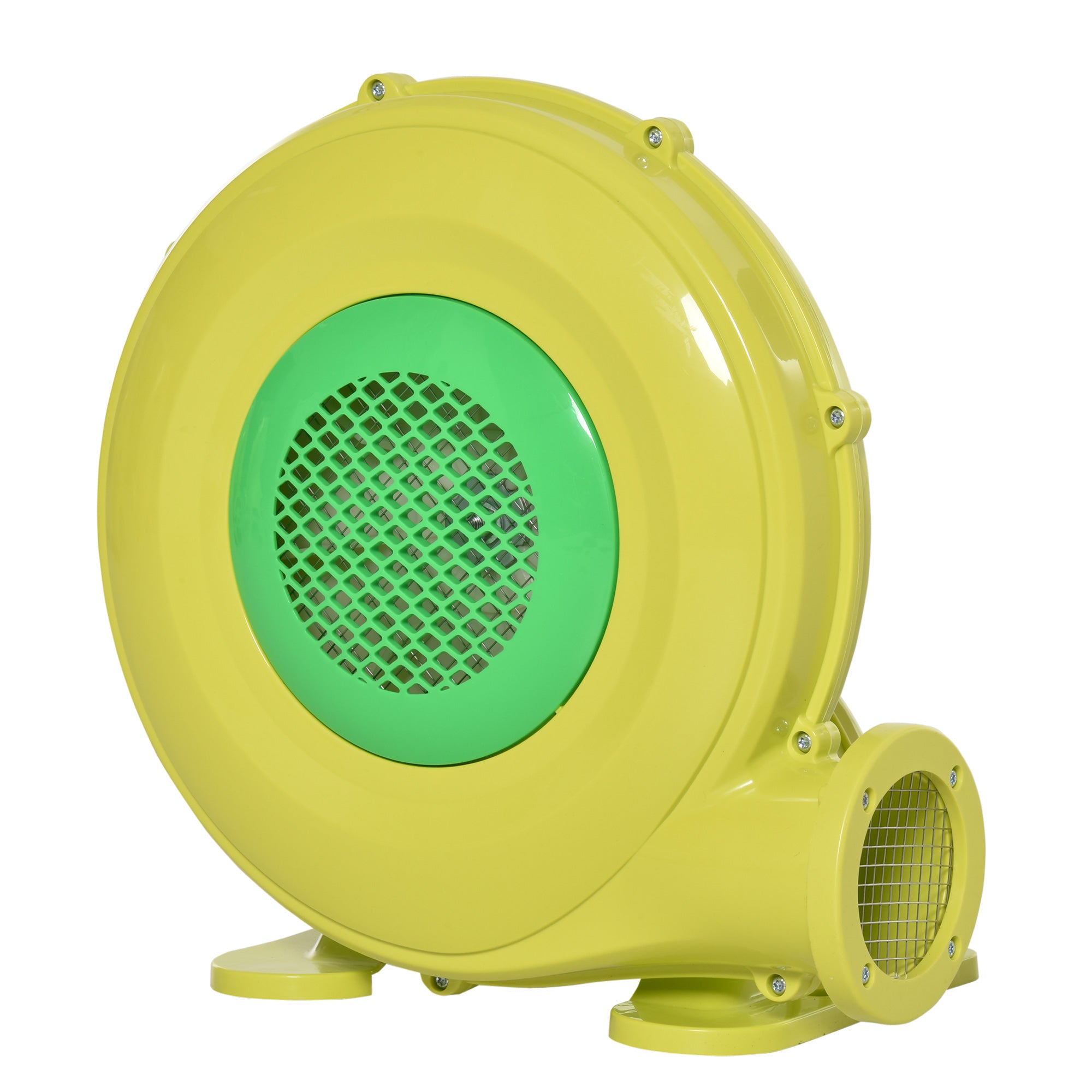 Outsunny 450W elektrische Luftpumpe Hüpfburg Gebläsepumpe Ventilator mit Griff Dauergebläse leichtgewichtig tragbar für aufblasbare Spielzeuge ABS Gelb+Grün 35 x 26 x 33,5 cm