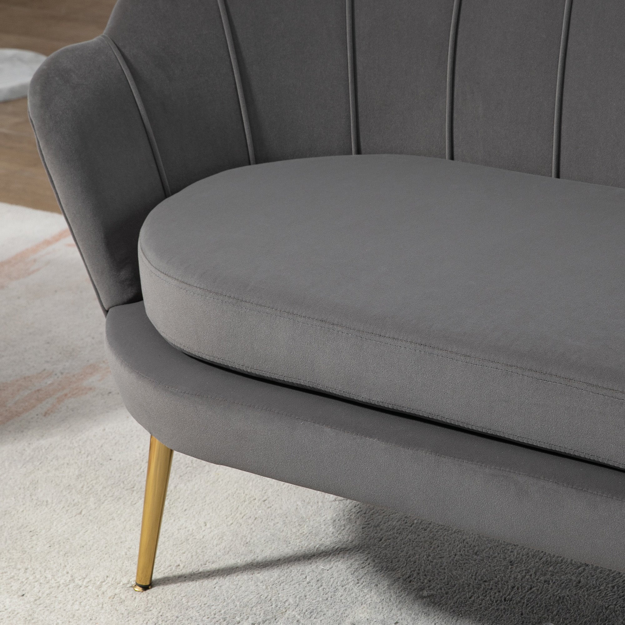 HOMCOM 2-Sitzer Stoffsofa Zweisitzer Loungesofa mit weichen und großzügigen Kissen Polstersofa Sitzmöbel Polstermöbel Designsofa elegant Samt Polyester Grau 133 x 63 x 75 cm