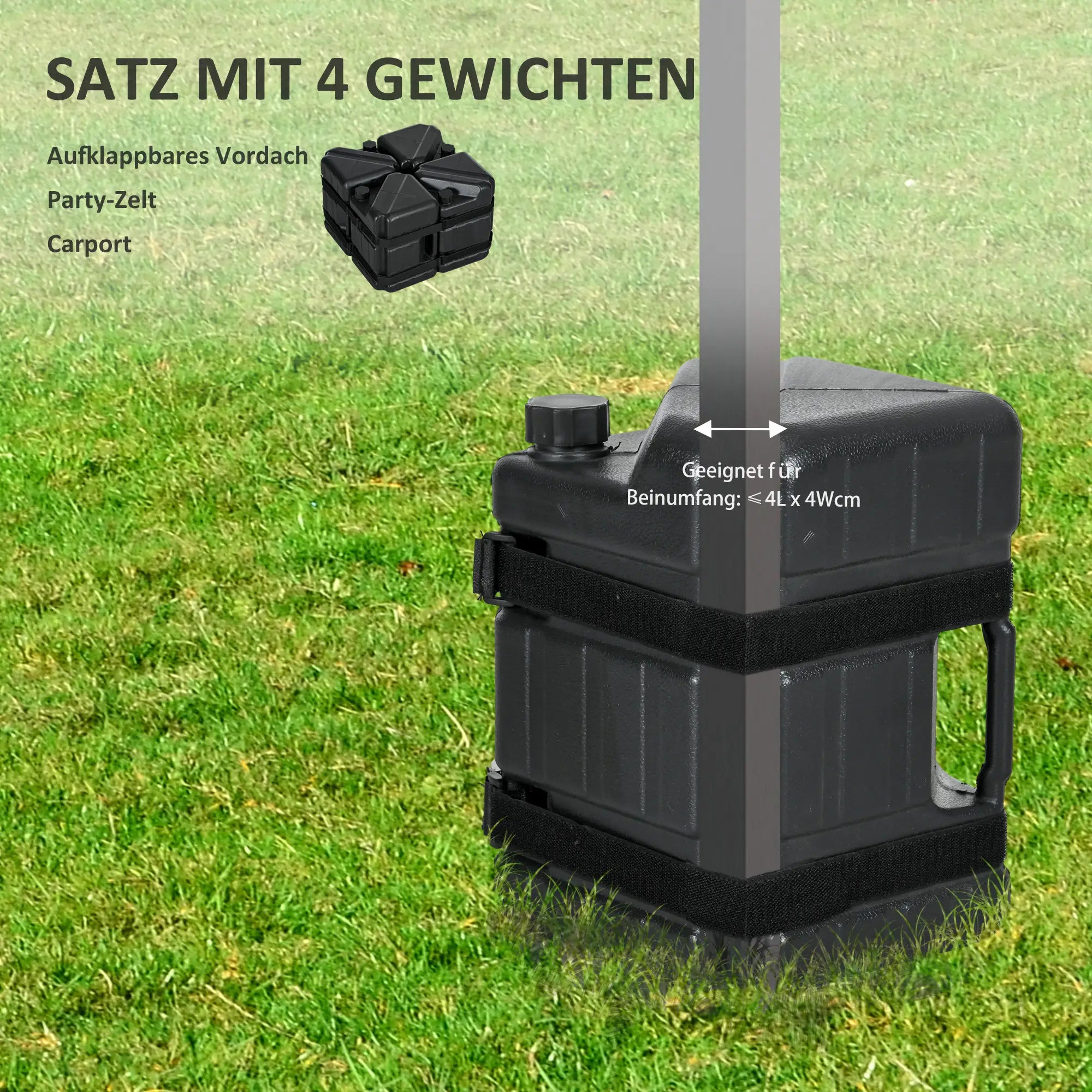 Outsunny Pavillongewichte 4er-Set HDPE Schwarz
