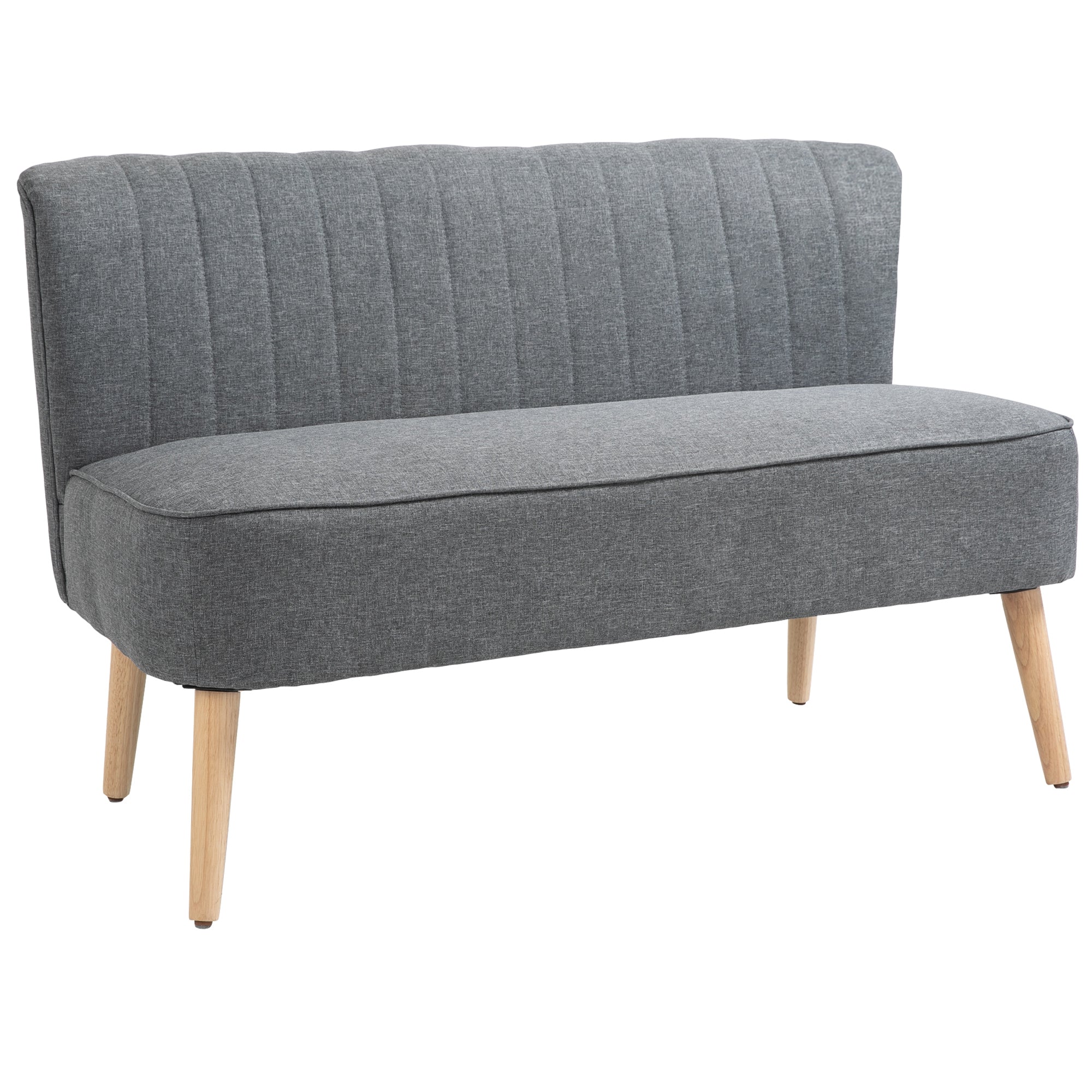 HOMCOM 2-Sitzer Sofa, weiche Polsterung, pflegeleichter Bezug, bis 150 kg, 117 x 56,5 x 77 cm, Hellgrau