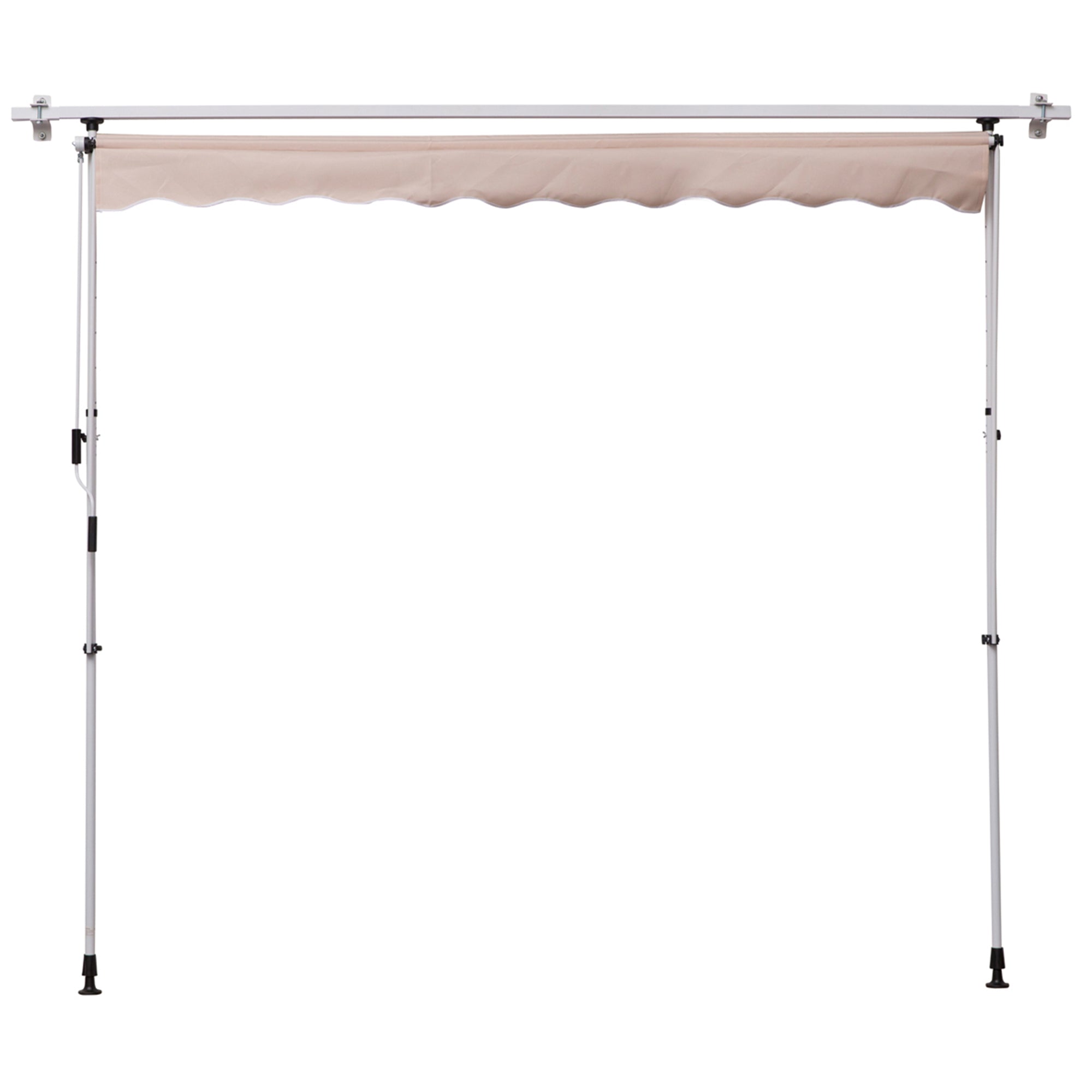Outsunny Klemmmarkise mit Handkurbel höhenverstellbar Gelenkarmmarkise schmutzabweisend, witterungsbeständig Balkonmarkise 150cm breit Terrassenmarkise für Terrasse Balkon Veranda Cremeweiß