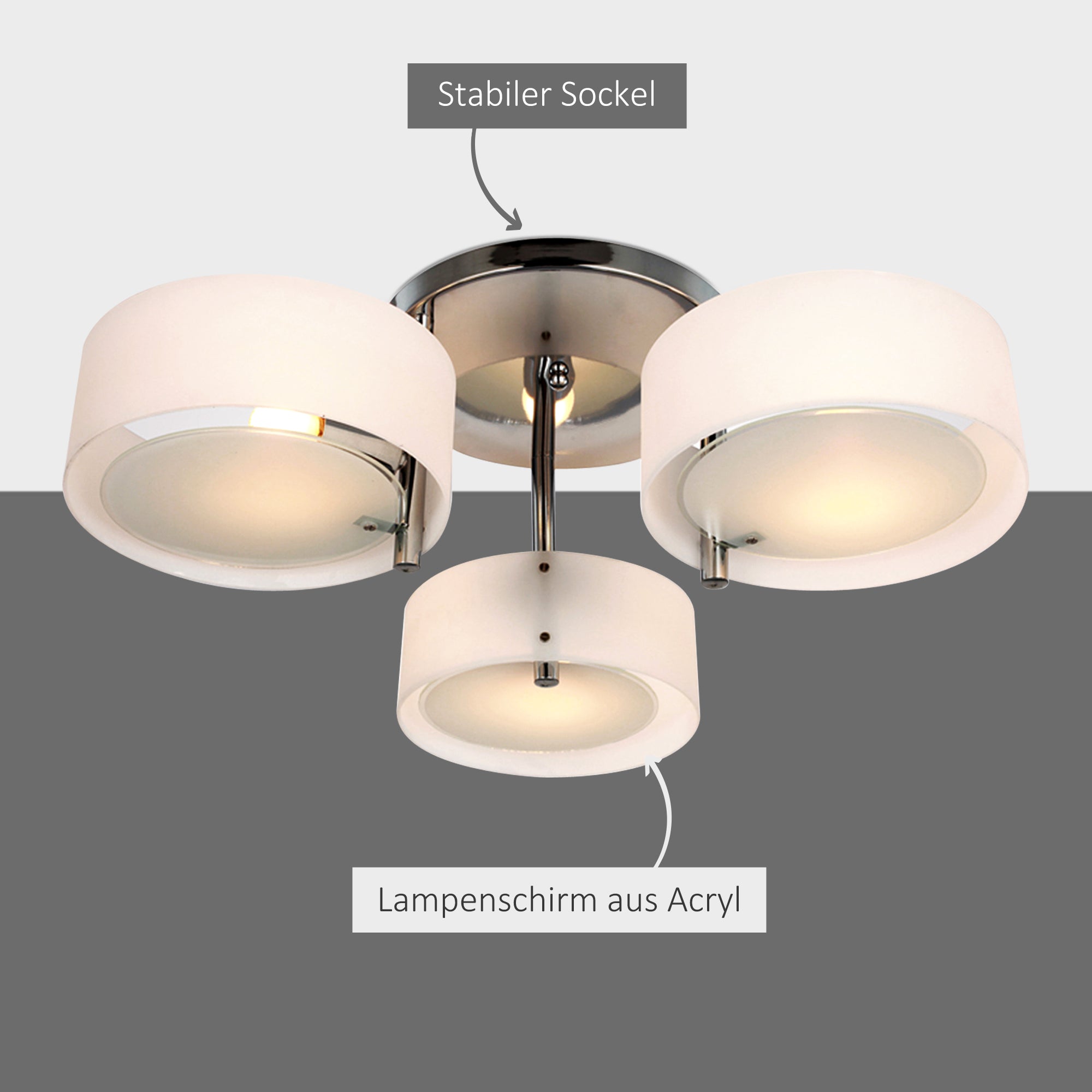 HOMCOM Pendelleuchte Hängelampe 3 Flammige Modern E27 Pendellampe Hängeleuchte Lampe für Esszimmer, Küche Ø64 x 20 cm Weiß Ohne Leuchtmittel