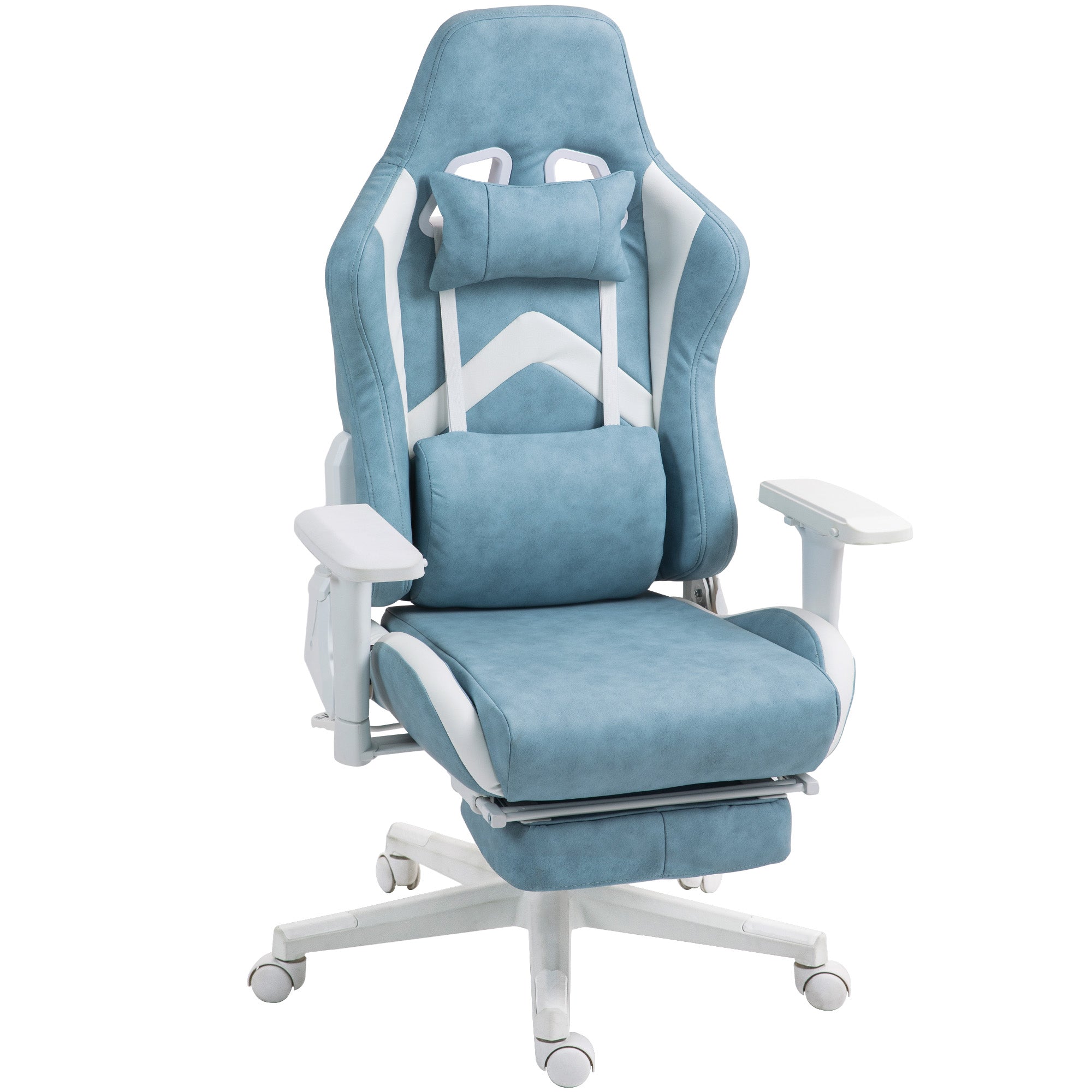 HOMCOM Gaming-Sessel, verstellbare Armlehnen & Rückenlehne, Kunstlederbezug, bis 120 kg, Blau