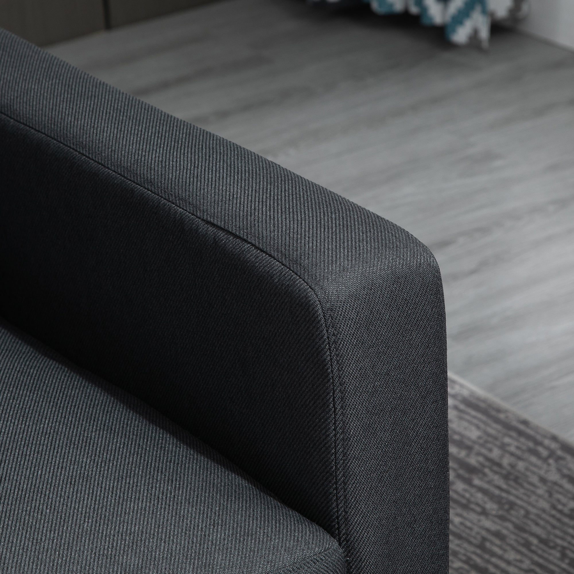 HOMCOM Ecksofa mit Schlaffunktion, 3 Sitzer Sofa und Kissen, Eckcouch, L-Form Couch für Wohnzimmer, Schlafzimmer 197 x 139 x 91 cm, Leinen, Dunkelgrau