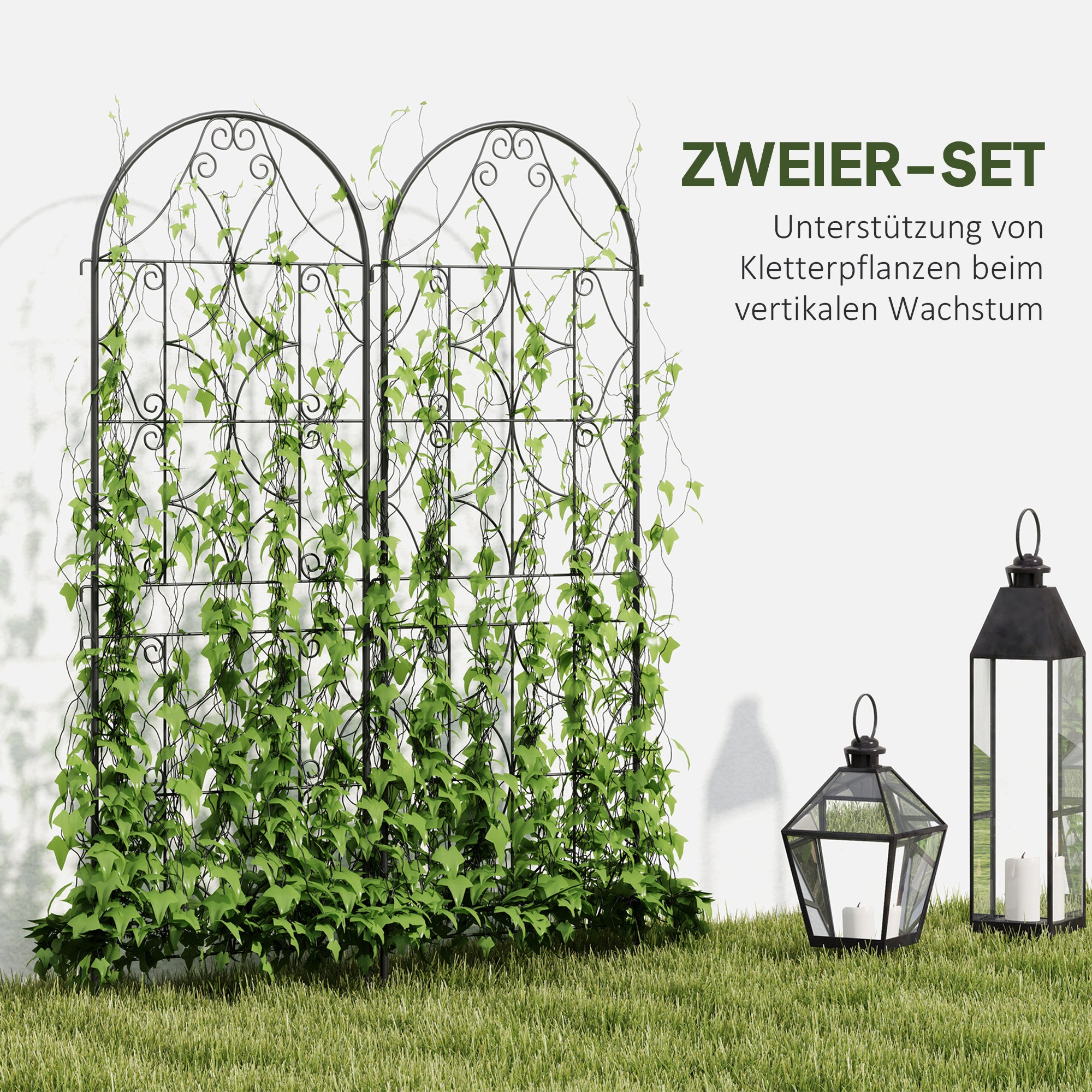 Outsunny Rankgitter Metall 2er Set zum Stecken rostfrei Rankhilfe für Kletterpflanzen 50x150 cm Schwarz
