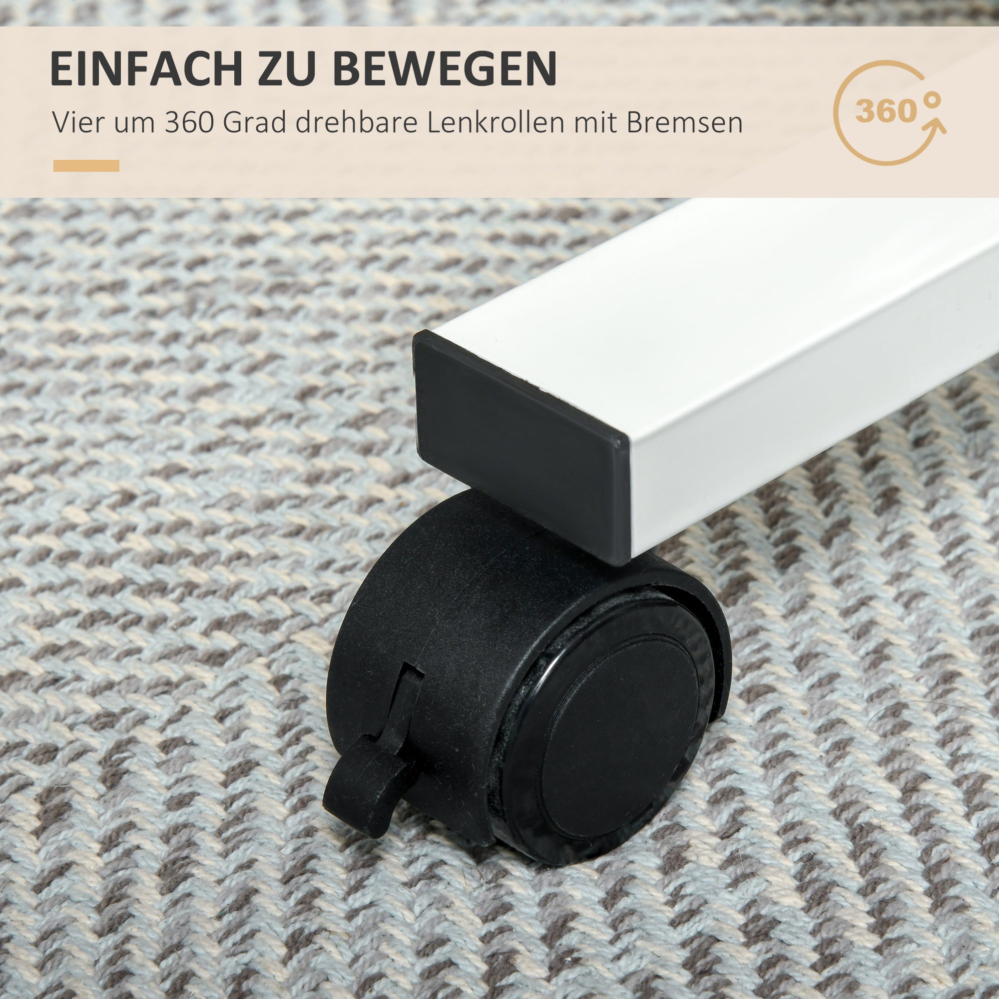 HOMCOM Stehpult Höhenverstellbar inkl. 4 Rollen C-Form 65 cm x 48 cm x 70-110 cm  Natur + Weiß