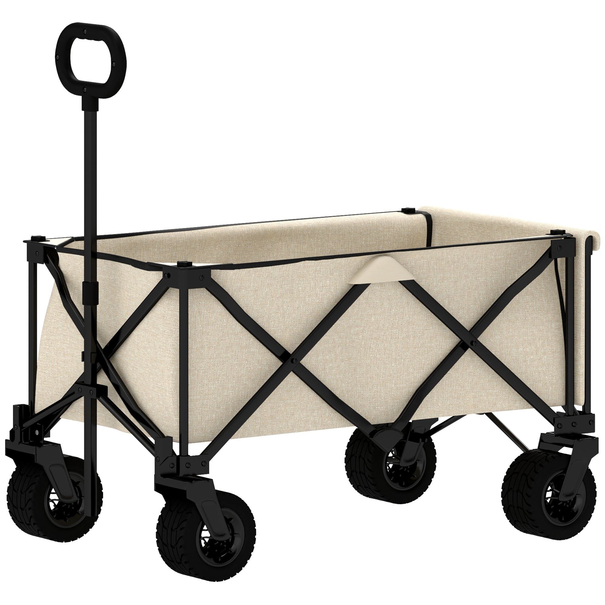 Outsunny Gartenwagen 100 kg belastbar, klappbar Transportwagen mit herausnehmbare Plane, 90 x 48 x 92 cm Beige