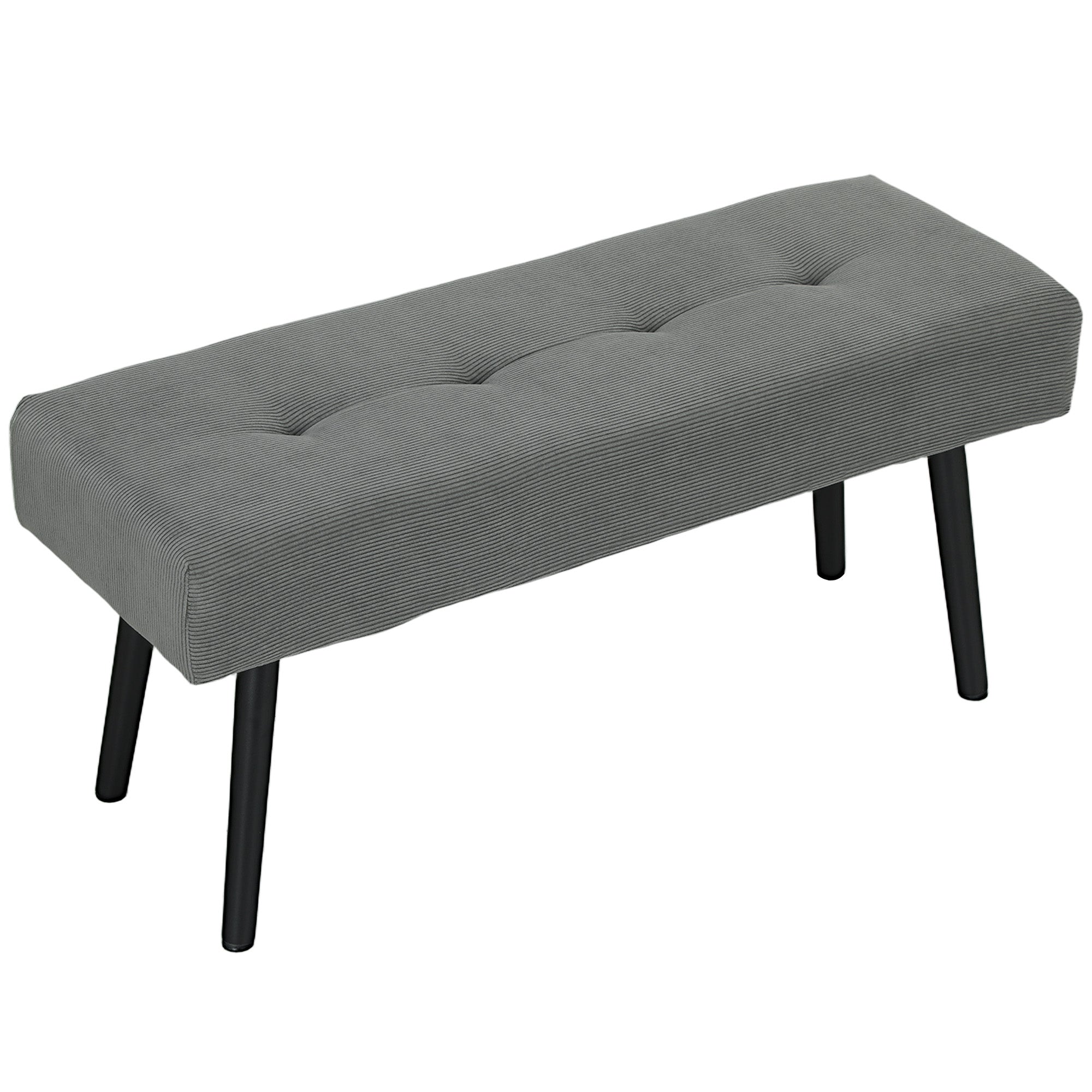 HOMCOM Sitzbank Polsterbank mit Cordbezug, Bettbank mit Metallbeine, Schuhbank 100 x 36 x 45 cm Grau