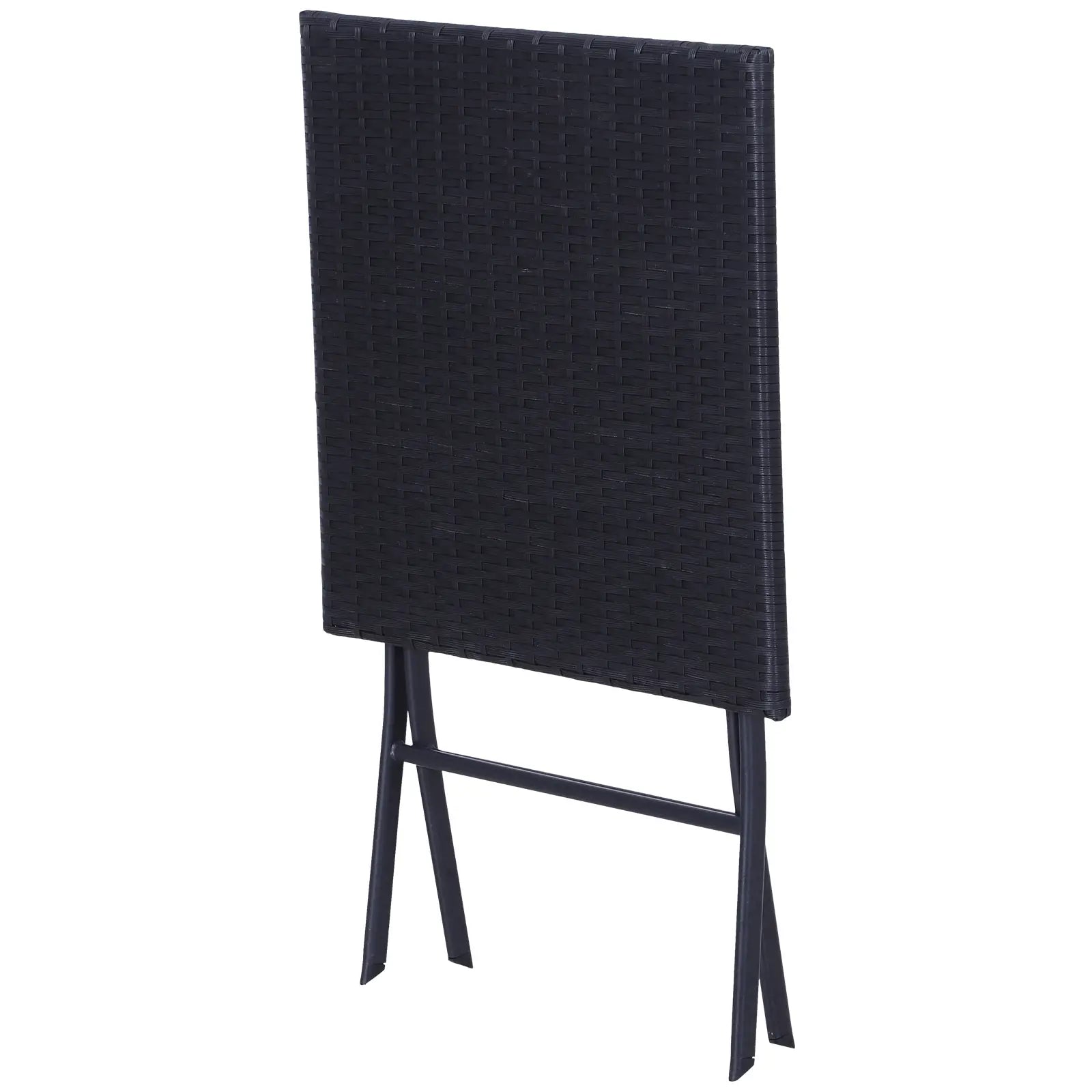 Outsunny Polyrattan Bistroset für 2 Personen Sitzgruppe Rattan Gartenmöbel Set Garnitur Schwarz