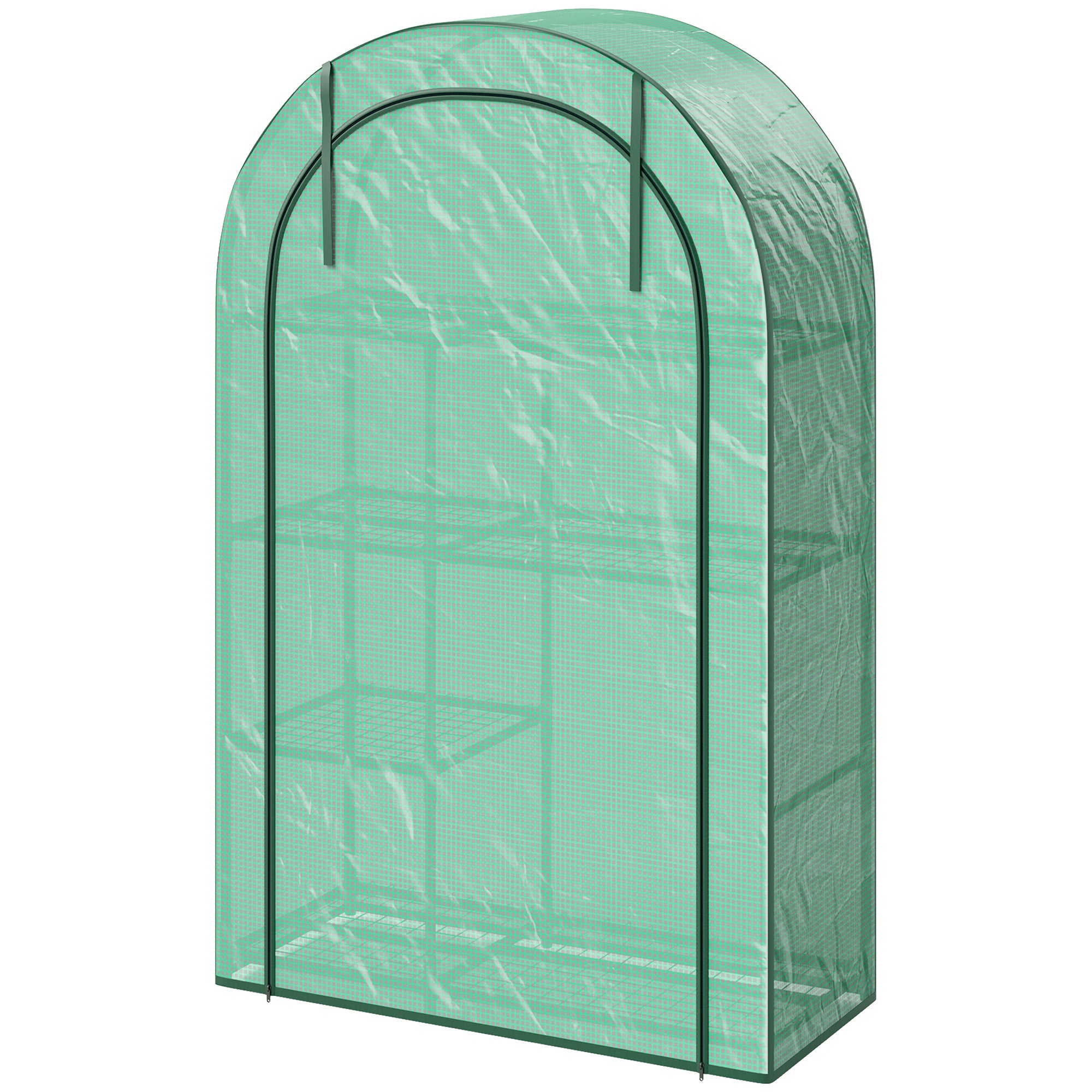 Outsunny Mini-Gewächshaus, 4-stufiges Gewächshaus mit Kunststoff-Plane, tragbar, Rolltür, 100 x 45 x 160 cm, Grün