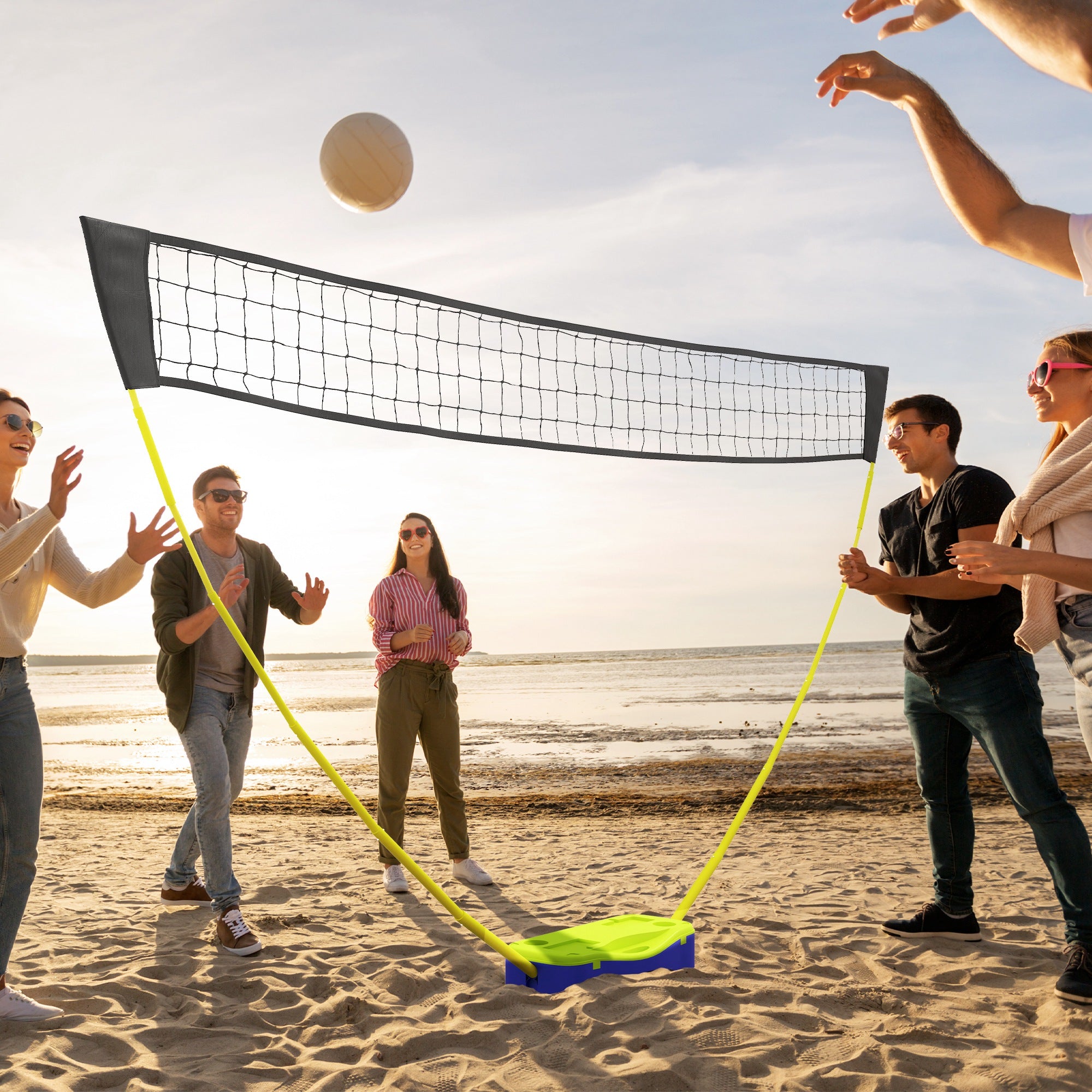 SPORTNOW Badminton-Netz-Set Volleyball-Netz-Set, 3-teiliges Set, 400 cm x 22,4 cm x 155 cm, Schwarz + Blau + Grün