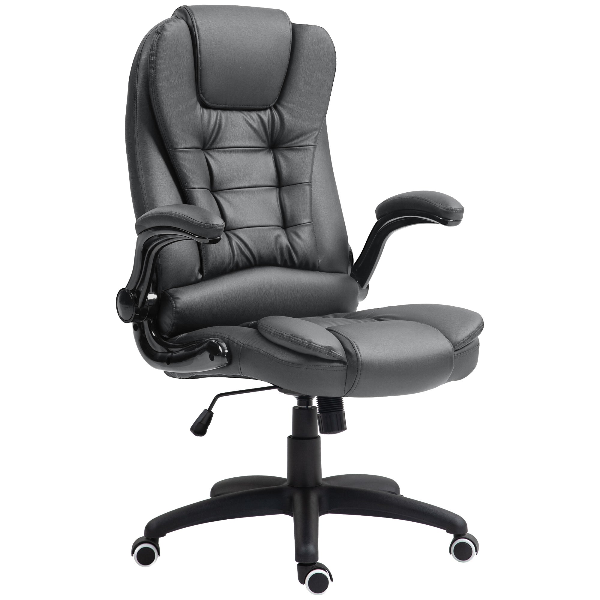 HOMCOM Ergonomischer Bürostuhl, klappbare Armlehnen, Neigefunktion, Dunkelgrau
