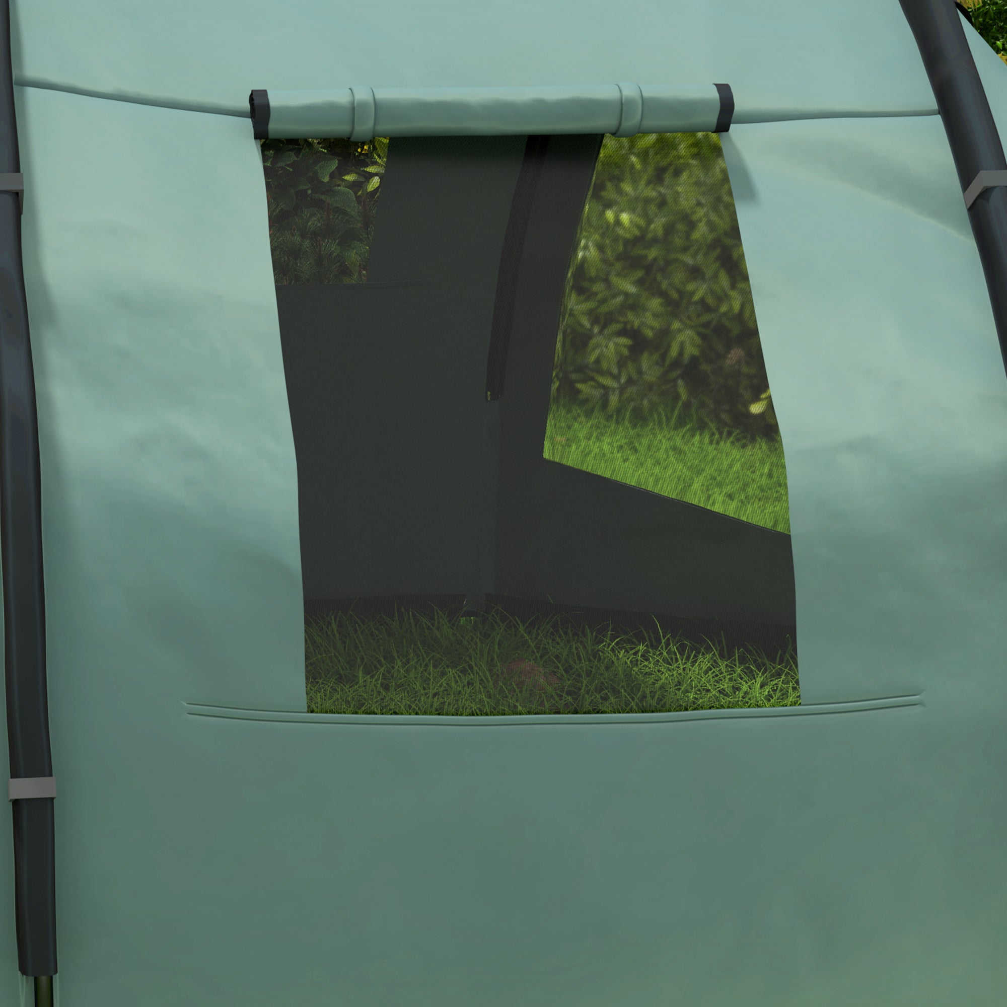 Outsunny Campingzelt für 3-4 Personen, zwei Innenräume, Netzfenster, grün, 4,75 x 2,64 x 1,72 m