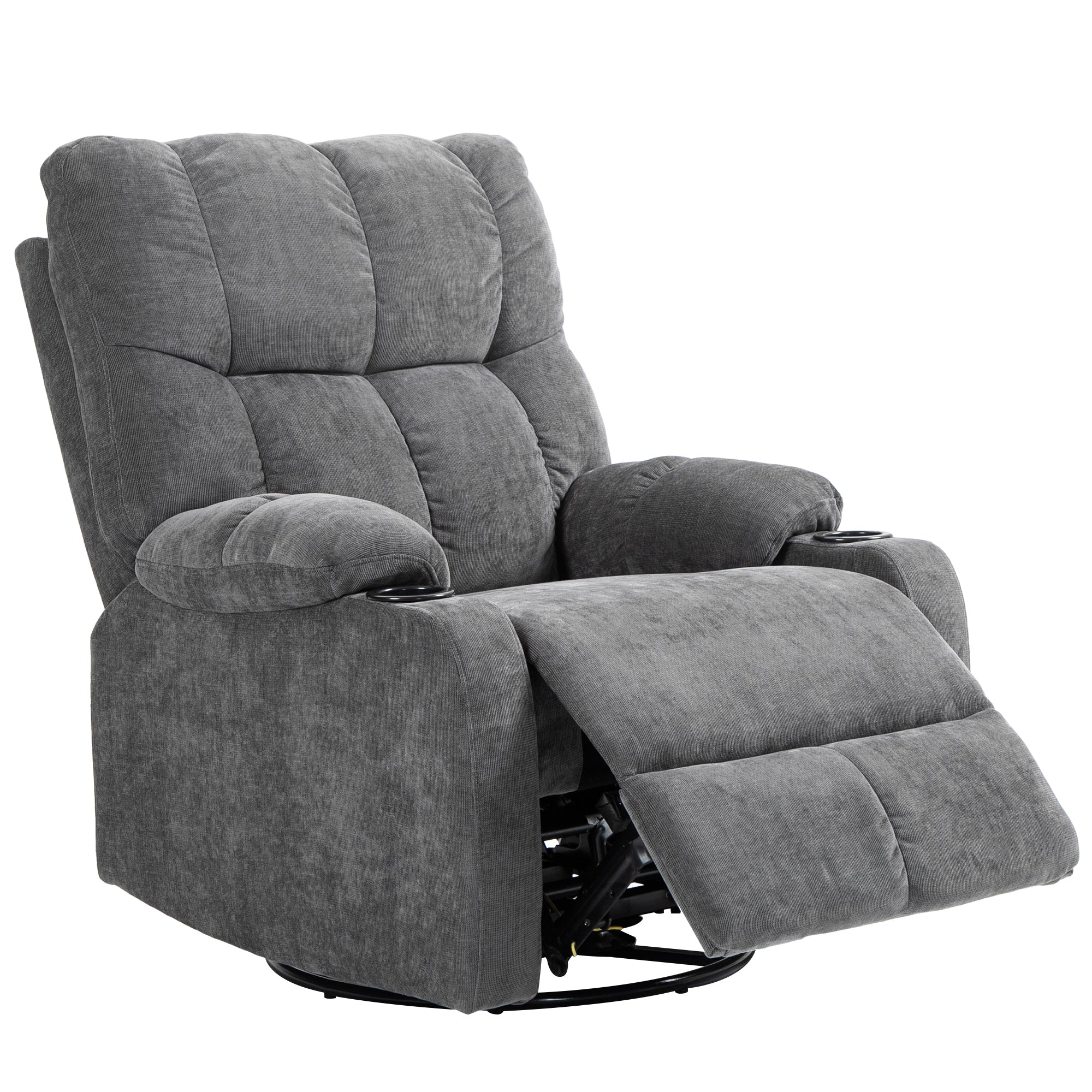 HOMCOM Relaxsessel mit Fußstütze, Liegesessel, drehbar, bis 150 kg, Stahlrahmen, 88x96x108cm, Dunkelgrau