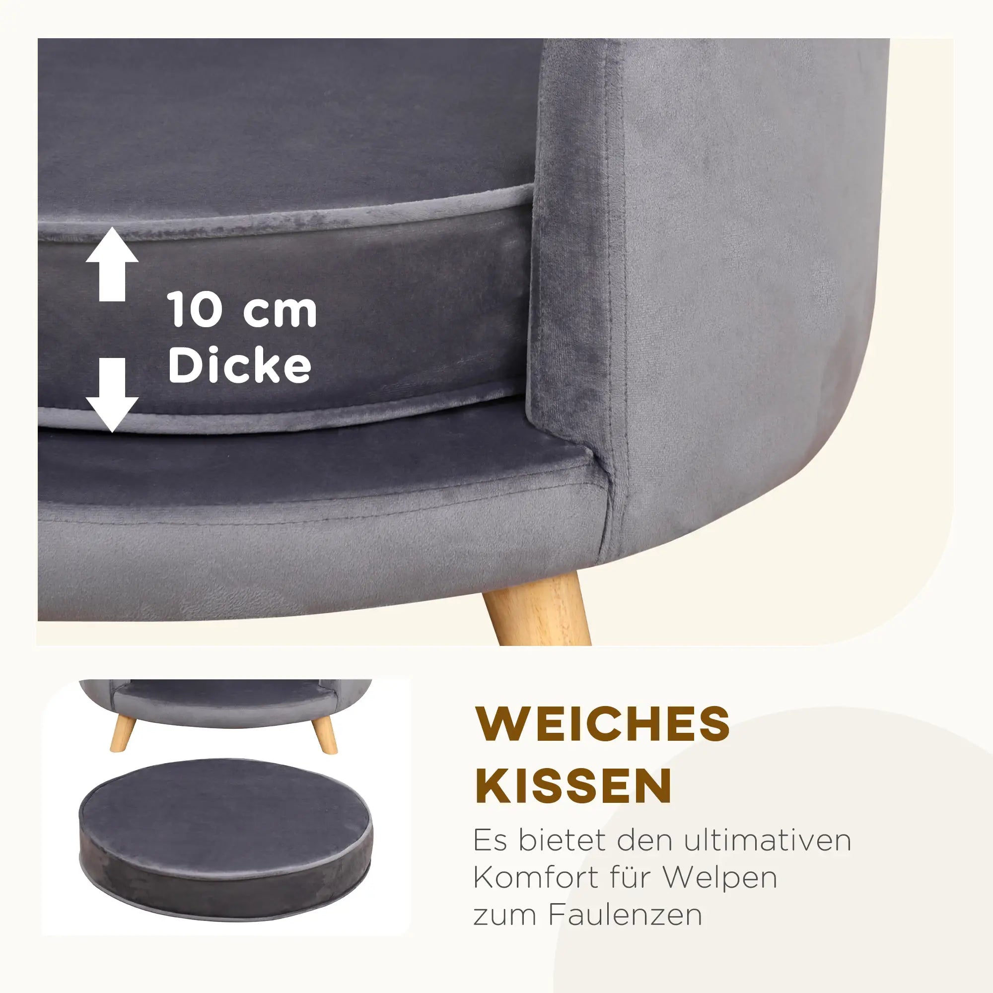 PawHut Haustiersofa für mittelgroße Hunde, 68x68x35 cm