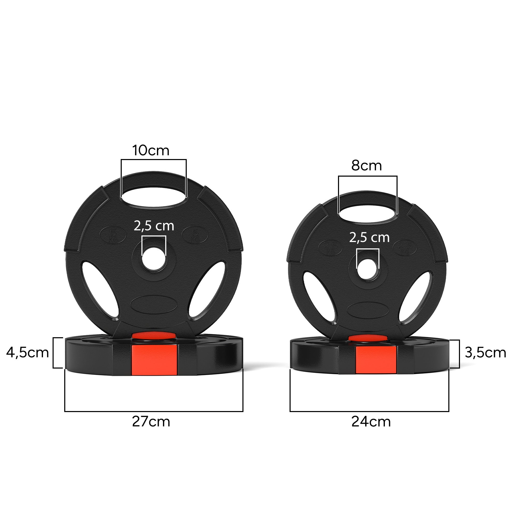 SPORTNOW 4er Gewichtsplatten-Set für Training, Fitnessstudio, Heimtraining, Stärke-Training, 2 x 5 kg und 2 x 2,5 kg, Schwarz