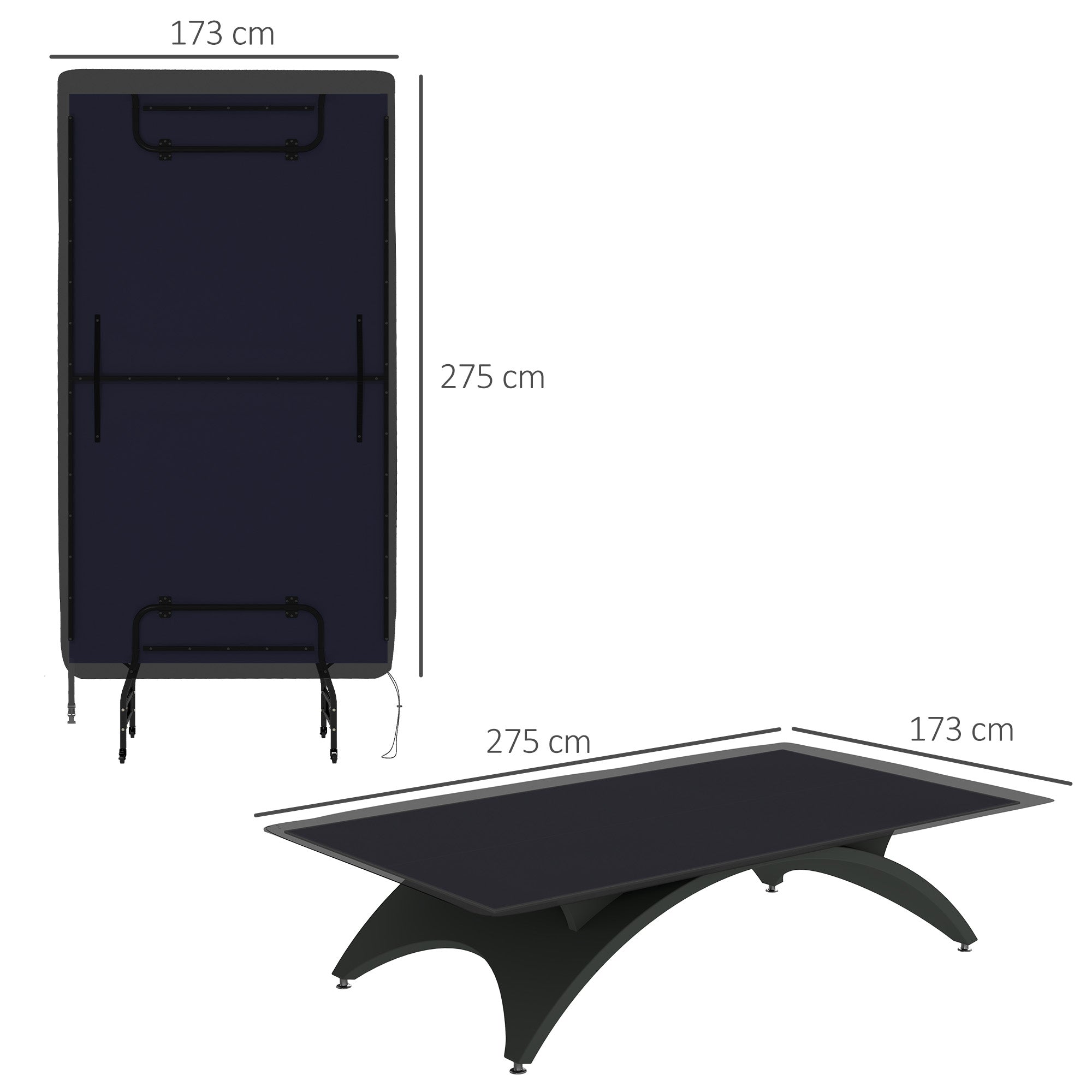 SPORTNOW Abdeckung für Tischtennistisch, wasserdicht, UV-beständig, 275L x 153B x 5H cm, Schwarz